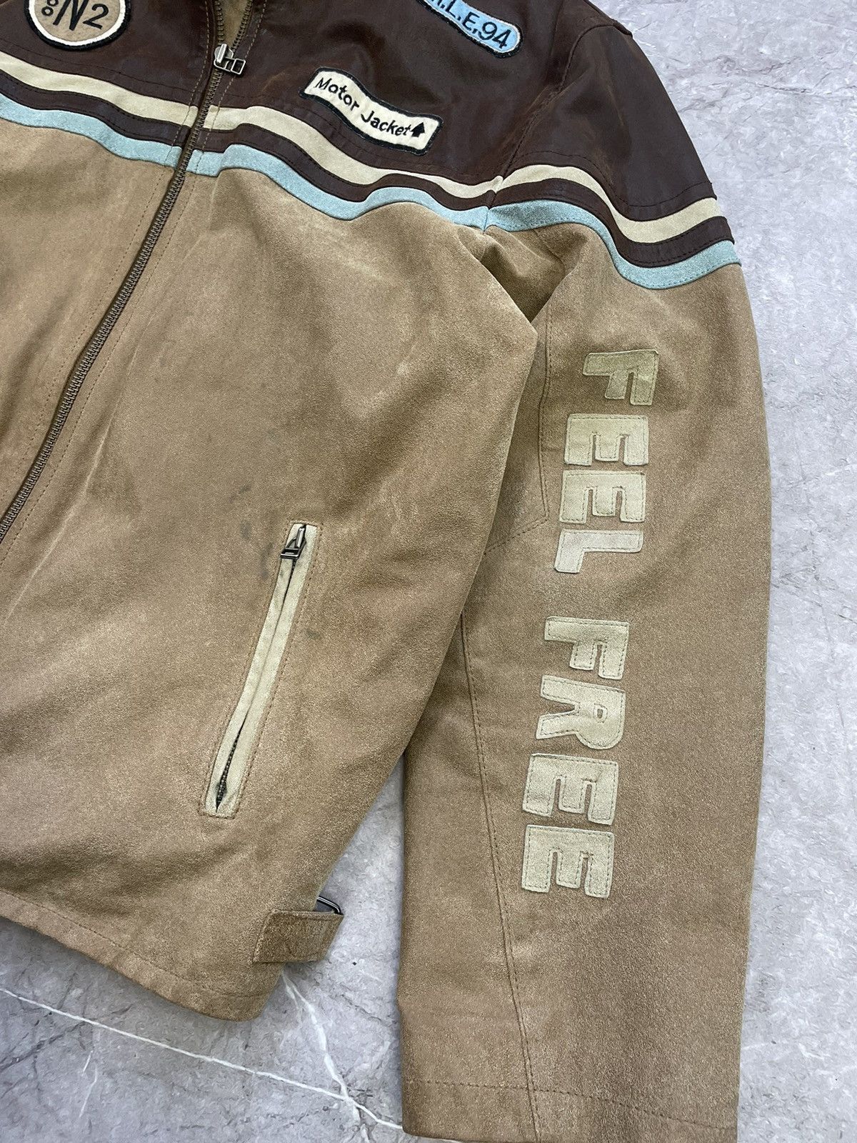 Other Rare Vintage 90s leather jacket Brown faded racing Japanese Size US XL / EU 56 / 4 - 4 Thumbnail