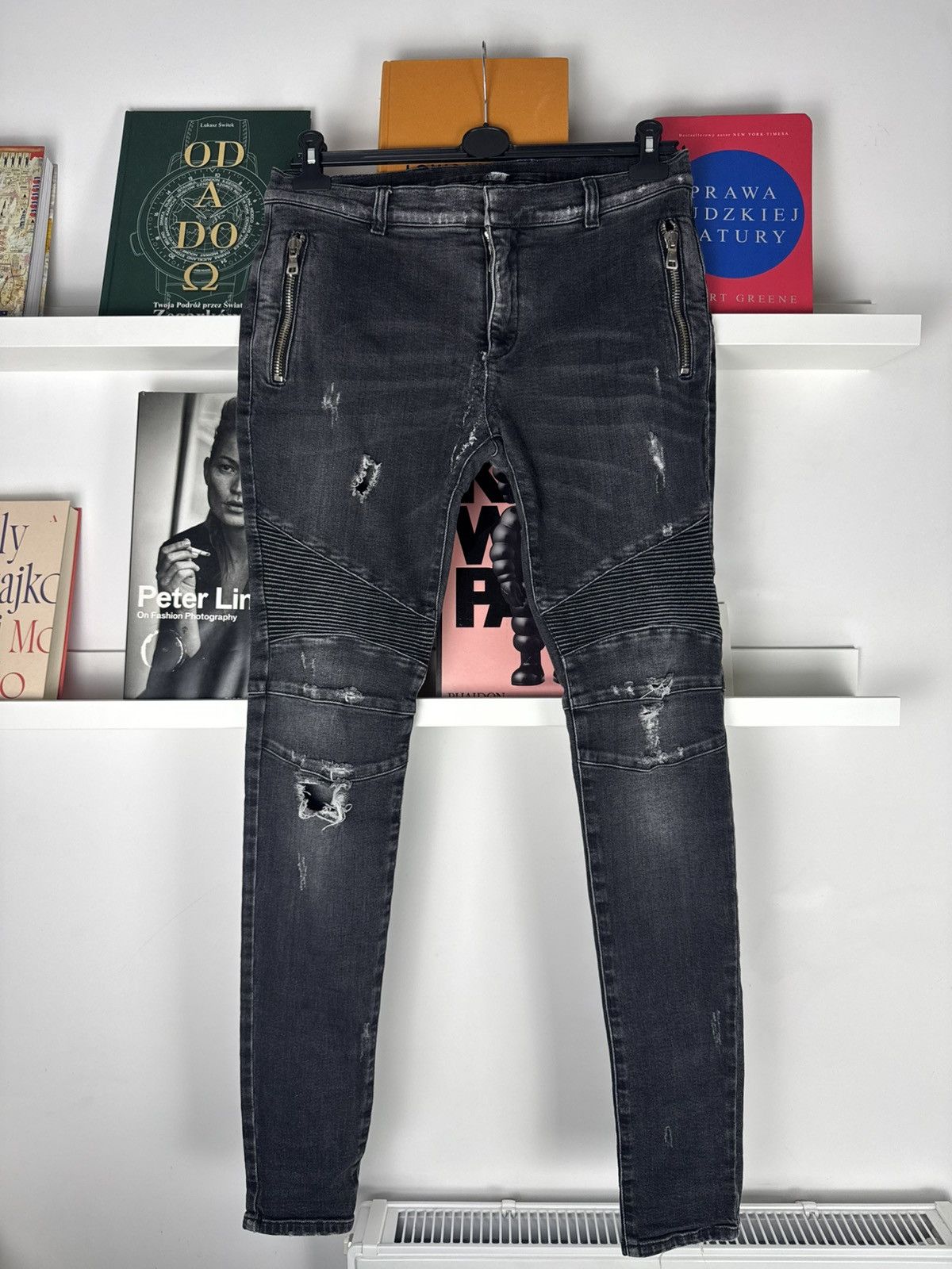 Balmain Balmain Black Biker Denim Pants Streetwear Skinny jeans Size US 32 / EU 48 - 1 Thumbnail