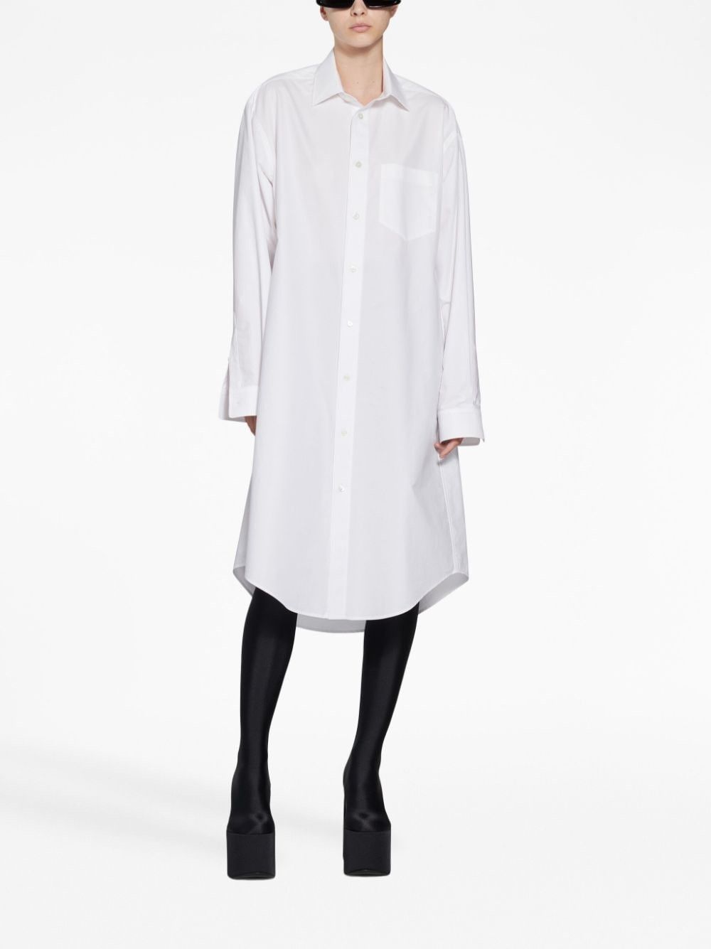 Balenciaga o1bcso1str0525 Hourglass Shirt Dress in White Size S / US 4 / IT 40 - 2 Thumbnail