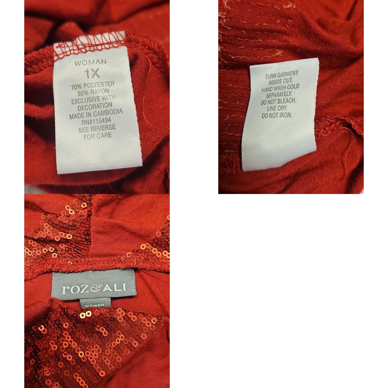 Vintage Roz & Ali Women’s 1X Red Sequin Cowl Neck Sleeveless Blouse Party Top XL Red Sequin Cowl Neck Sleeveless Blouse Party Women Size XL / US 12-14 / IT 48-50 - 8 Thumbnail