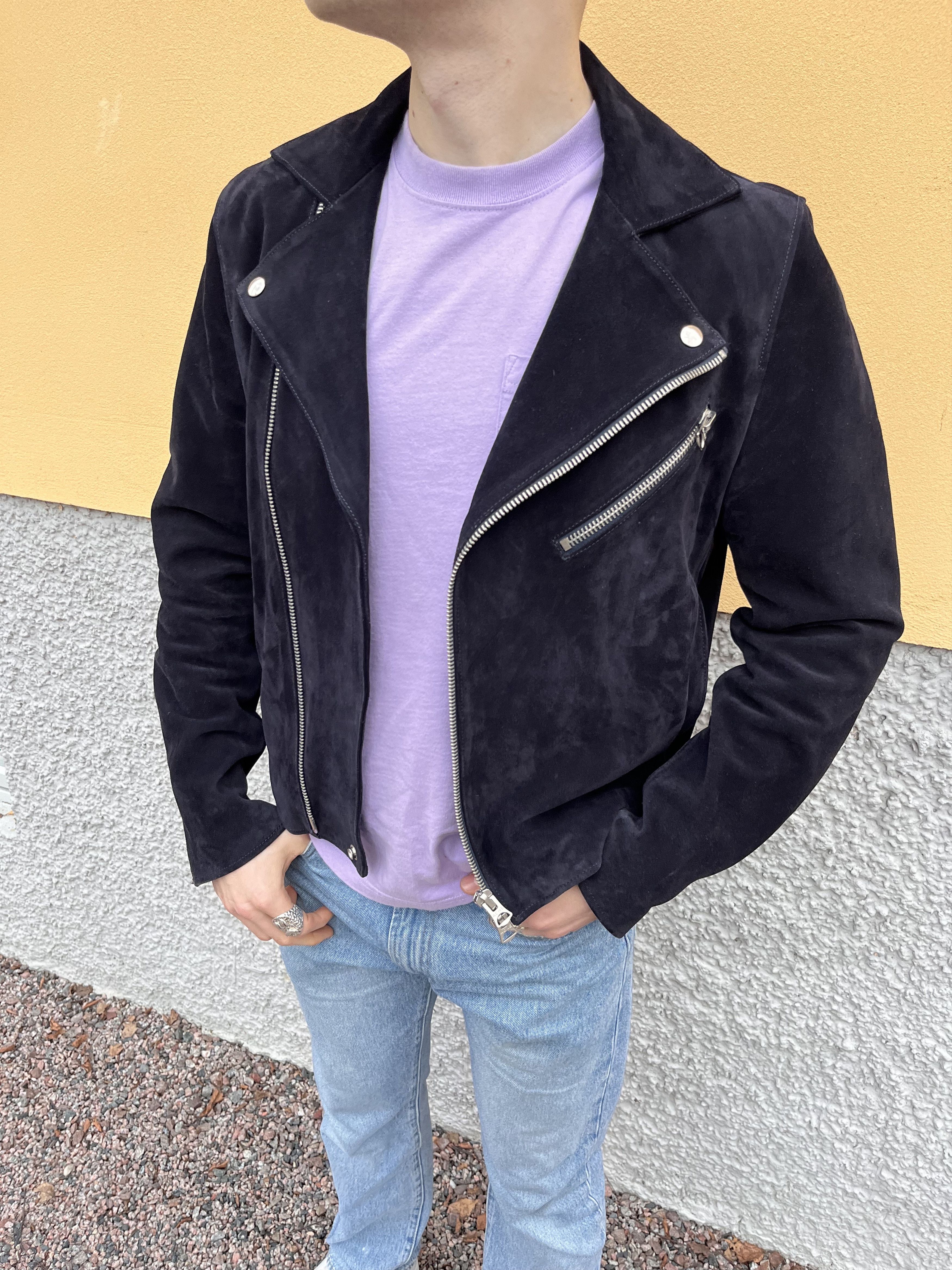 Acne Studios Acne Studios Gibson Midnight blue Suede leather jacket Size US M / EU 48-50 / 2 - 2 Thumbnail