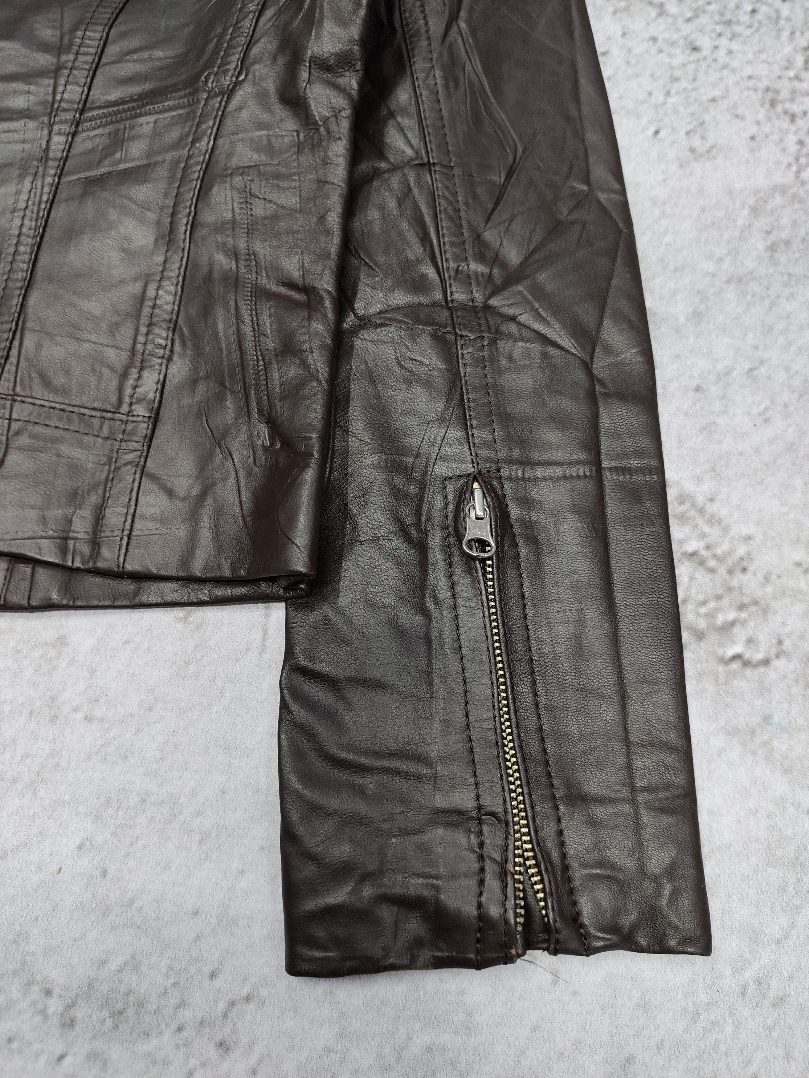 DKNY 2000s DKNY- Multi Zip Pocket Moto Sheepskin Leather Jacket Size M / US 6-8 / IT 42-44 - 7 Thumbnail