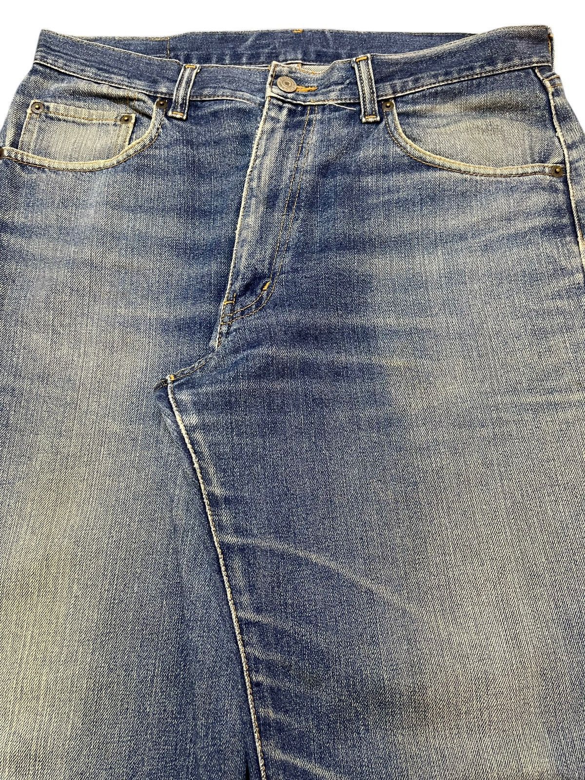 Denime Vintage Y2K Japanese Brand Blue Faded Wash Wide Leg Baggy Size US 33 - 4 Thumbnail