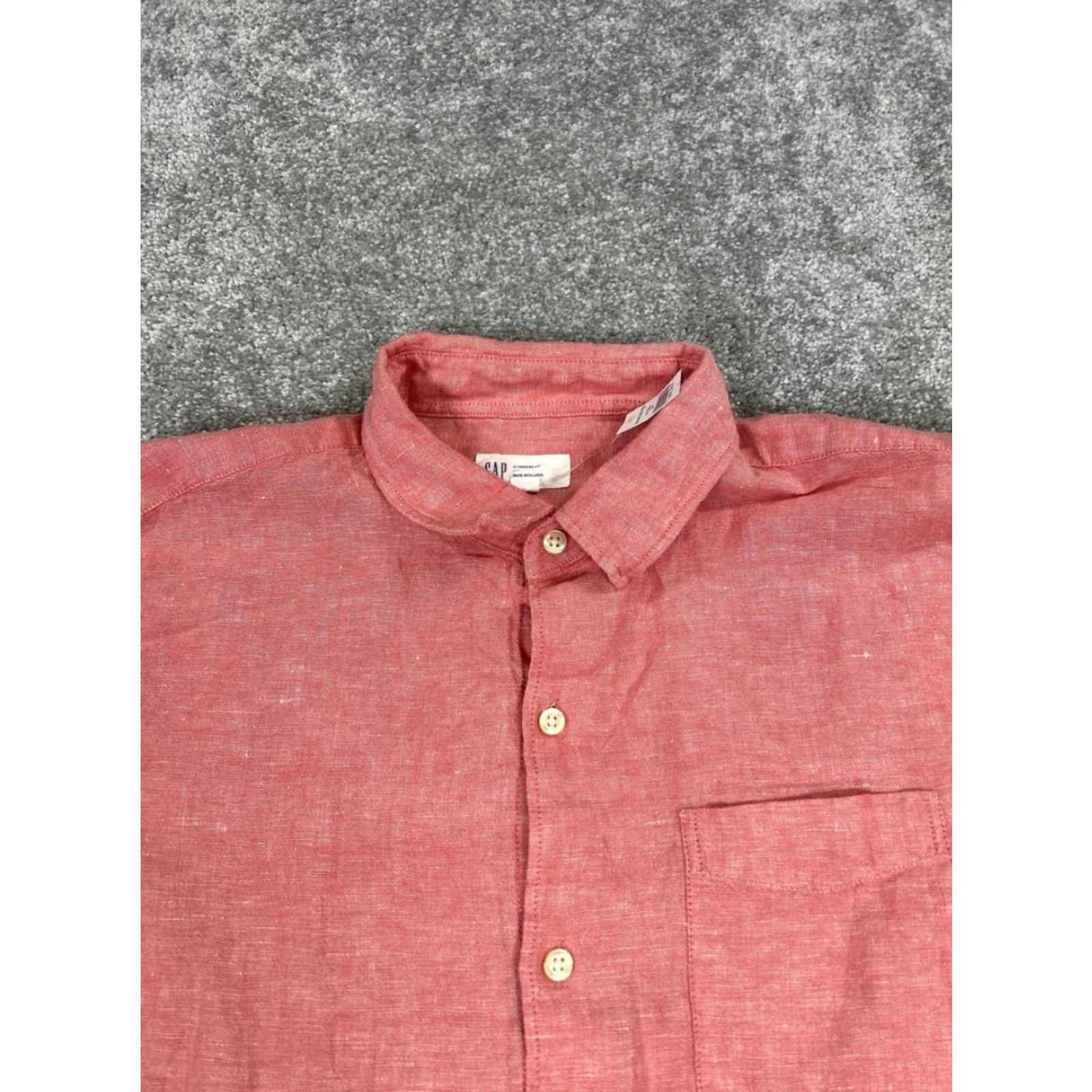 Gap Gap Shirt Mens Large Pink Linen Cotton Button Up Size US L / EU 52-54 / 3 - 2 Thumbnail