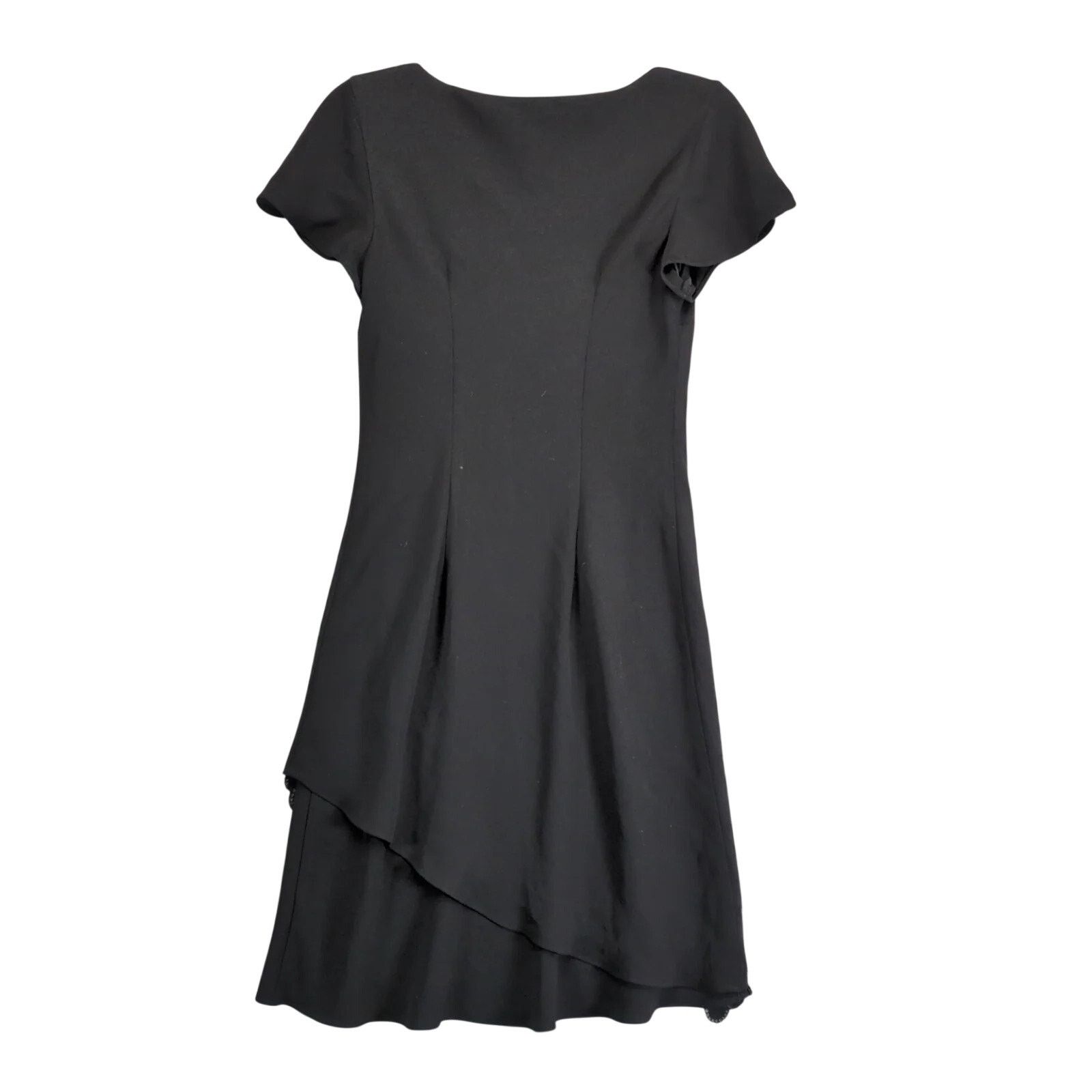Vintage SL Fashions Black Asymmetric Beads Cocktail Evening Dress 10 Size L / US 10 / IT 46 - 2 Thumbnail