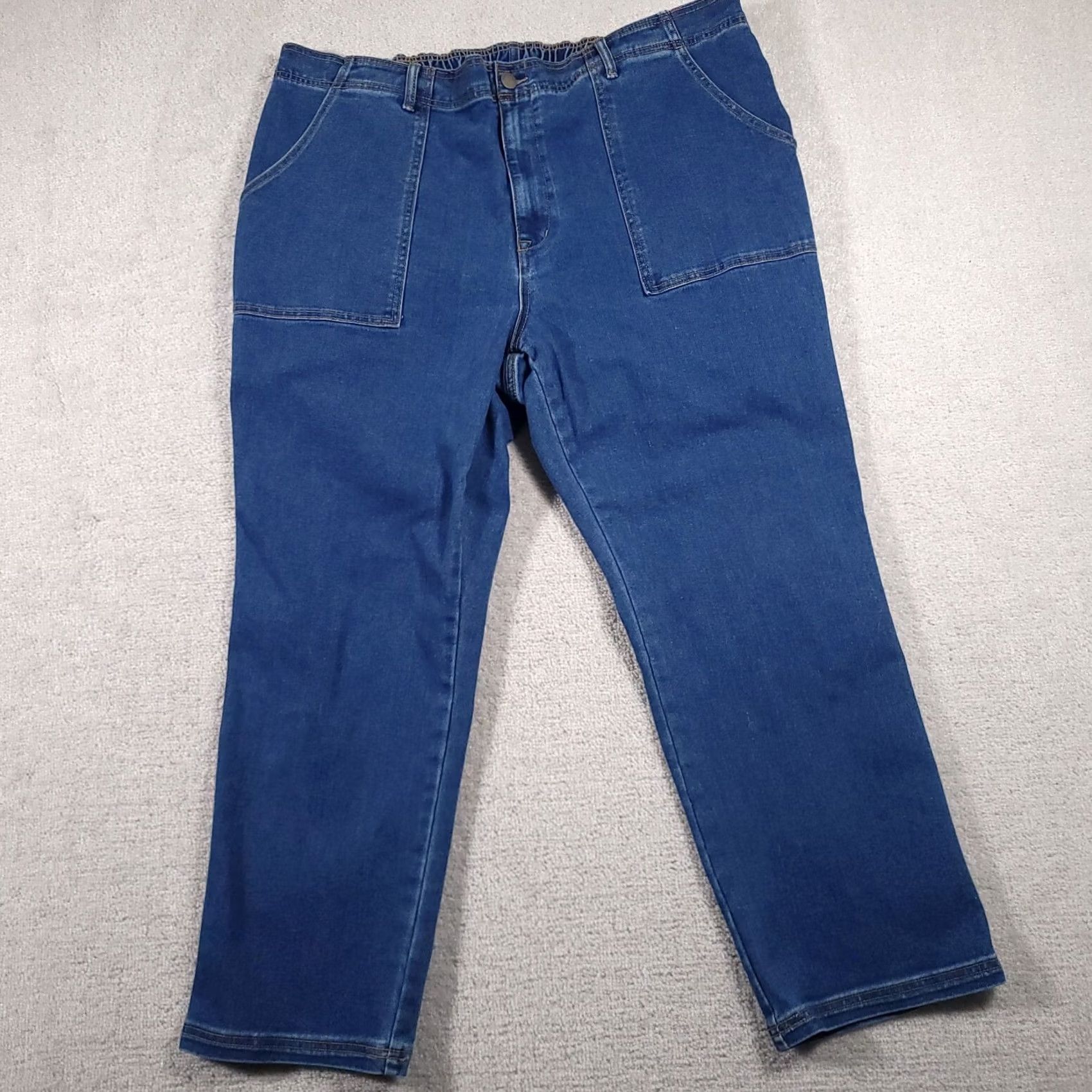 Vintage Knox Rose Jeans Women's 2X Plus Elastic Waist Straight Medium Wash 44X30 Jeans Size 40" / US 18 - 2 Thumbnail