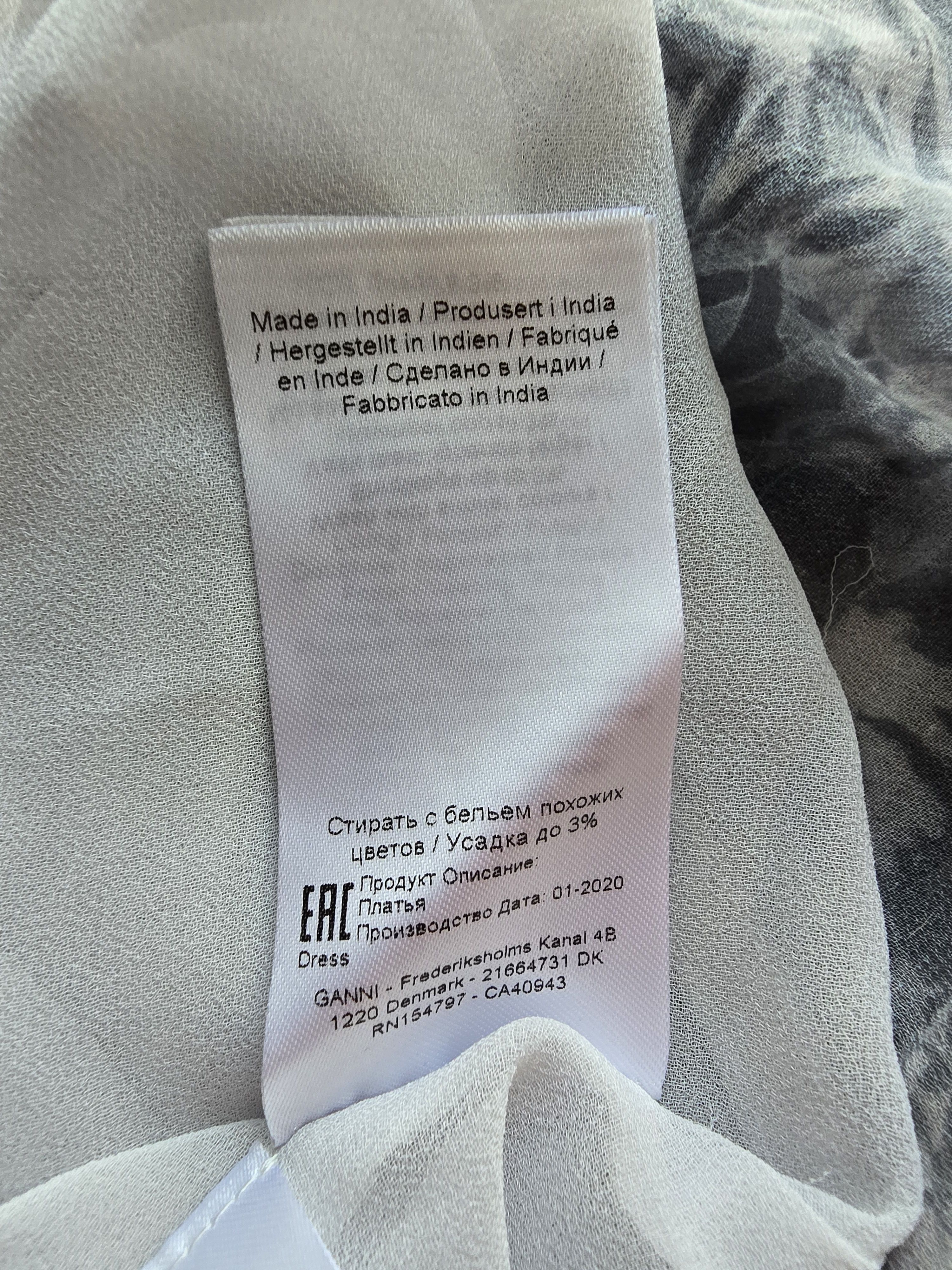 Ganni Floral Print Plisse Crepe de Chine Midi Dress Phantom Gray Size M / US 6-8 / IT 42-44 - 7 Thumbnail