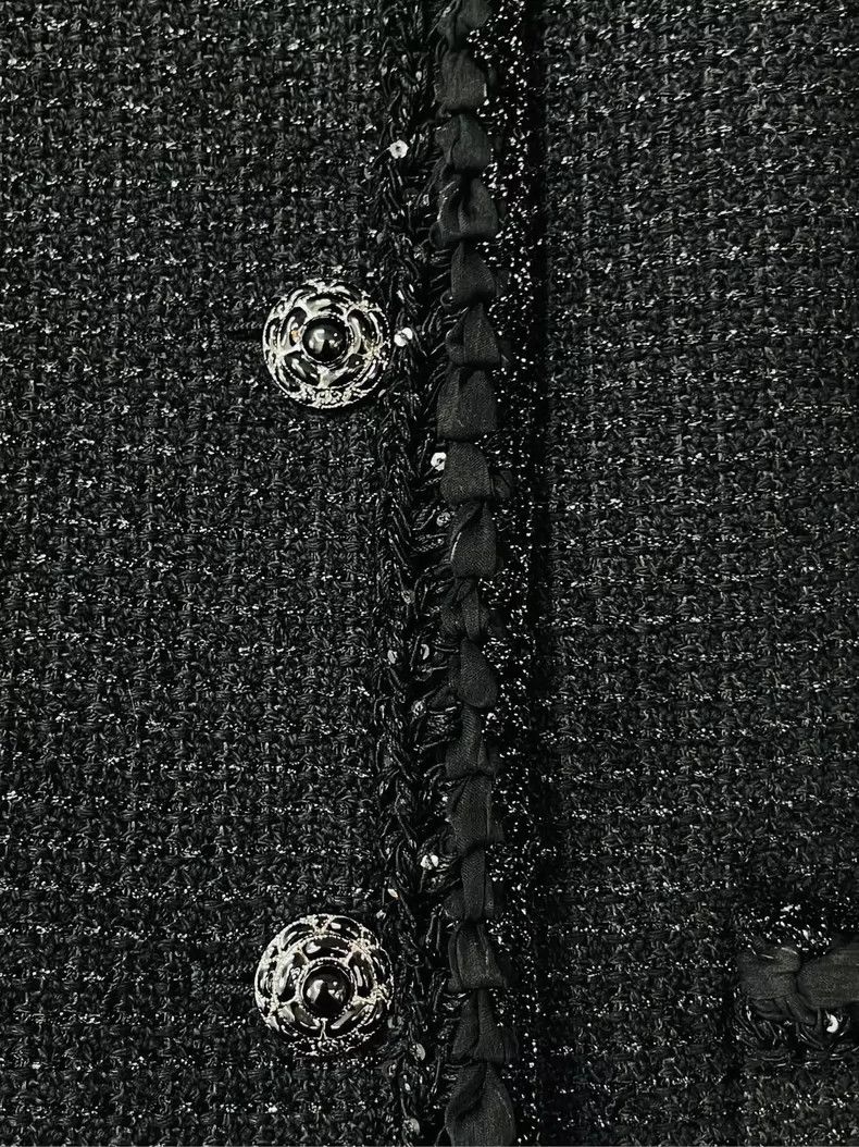 Chanel Chanel 25S black thin shiny piece tweed jacket 2504-Nextarr Size S / US 4 / IT 40 - 3 Thumbnail