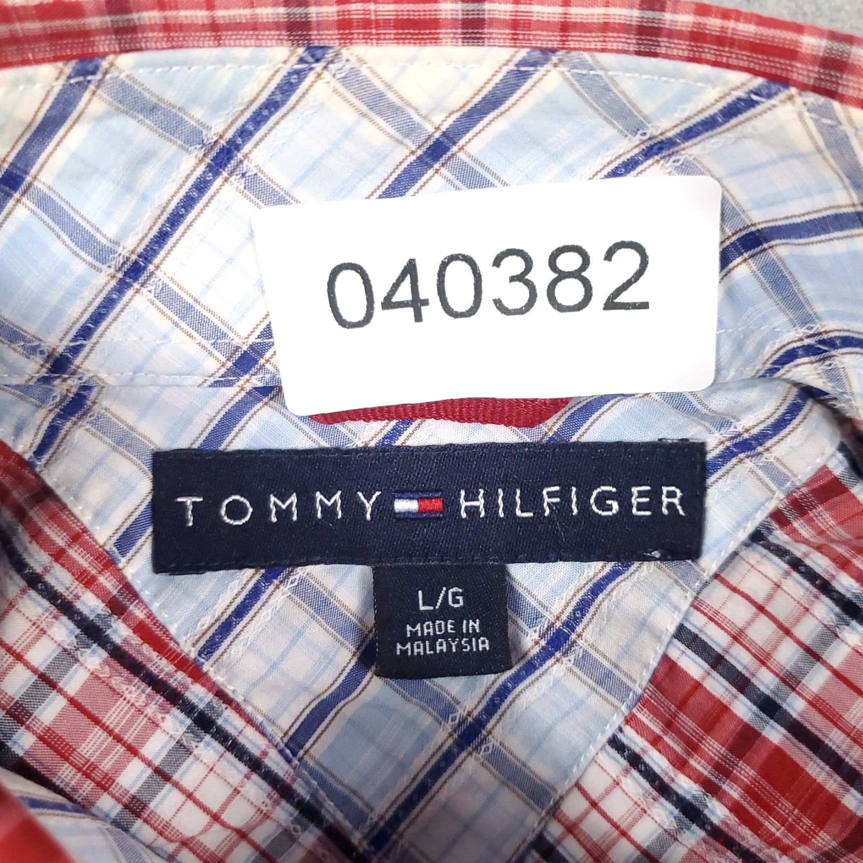 Tommy Hilfiger Tommy Hilfiger Red Plaid Button-Up Shirt Mens Large Short Sleeve Classic Size US L / EU 52-54 / 3 - 7 Thumbnail