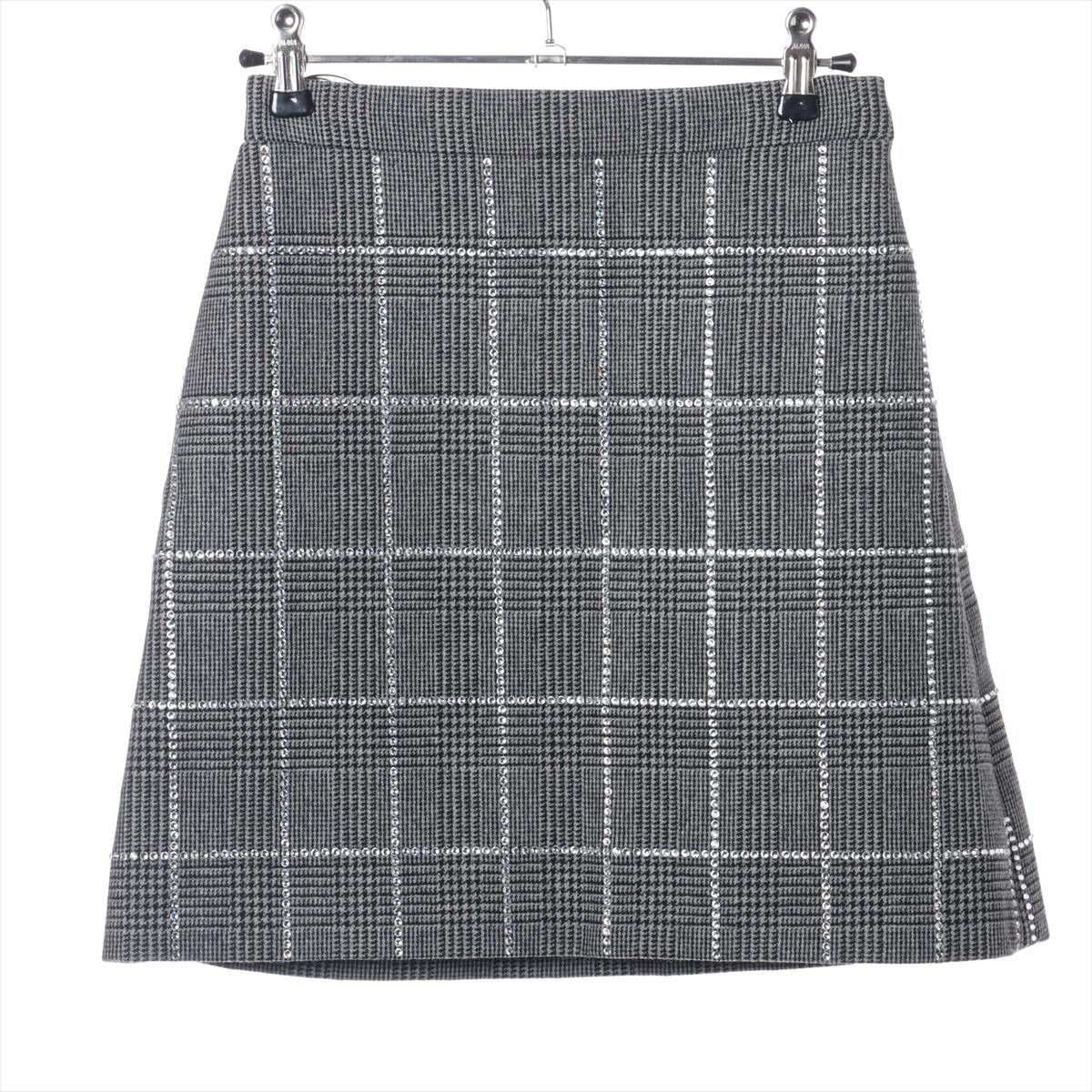 Miu Miu Plaid Rhinestone Wool Skirt Size 25" / US 0 / IT 36 - 1 Thumbnail