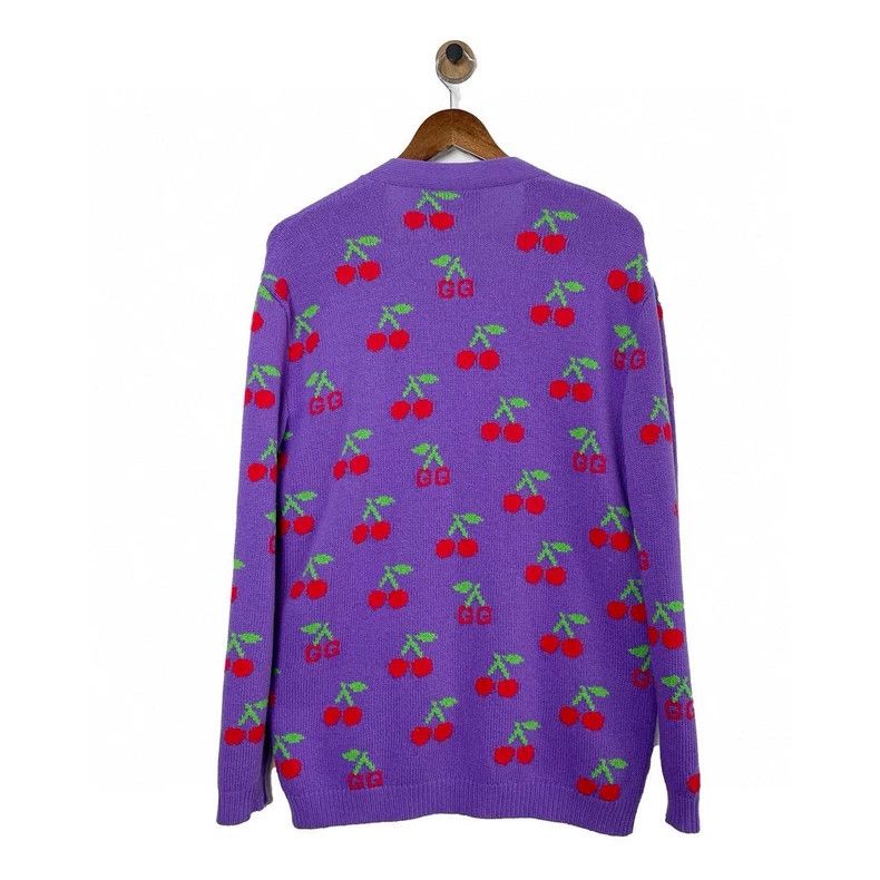 Gucci Gucci Cherry purple knitted cardigan sweater 2501-Nextarrow Size US S / EU 44-46 / 1 - 2 Thumbnail