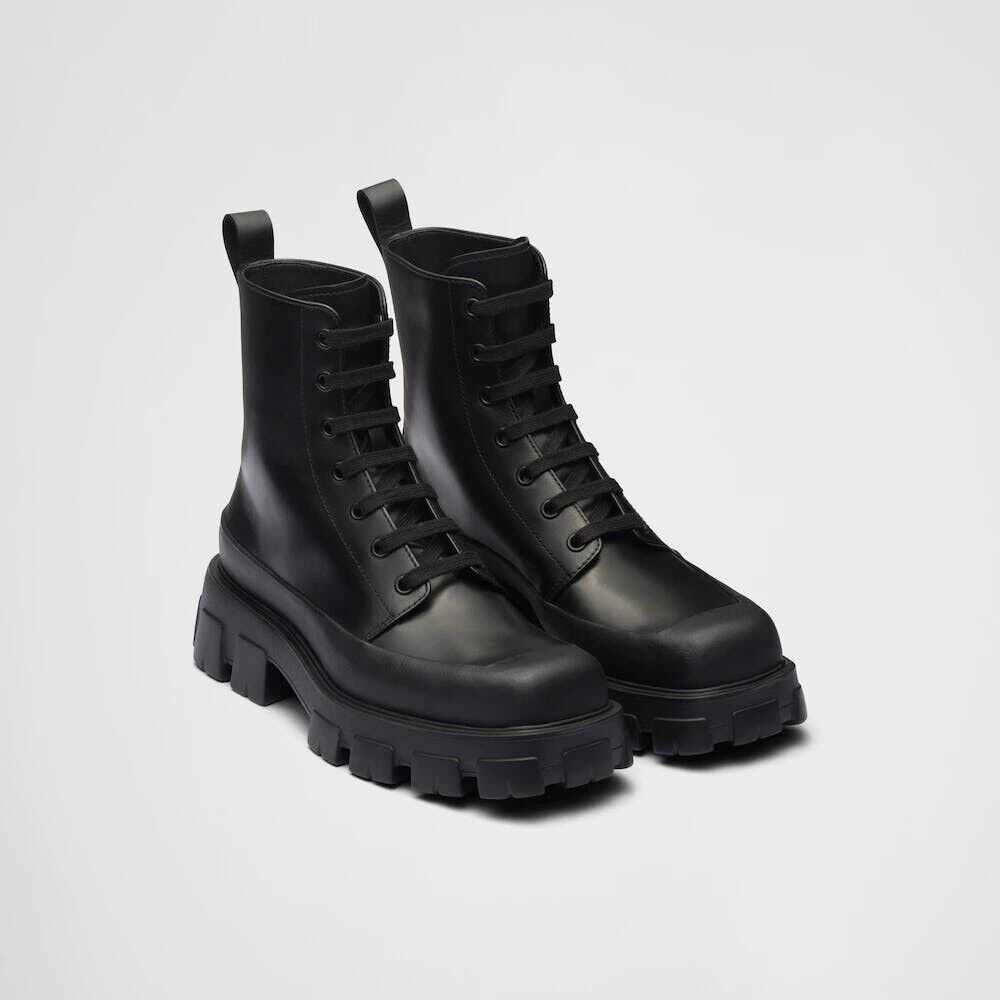 Prada Monolith Leather Lace Up Combat Boots Size US 10 / EU 43 - 1 Thumbnail