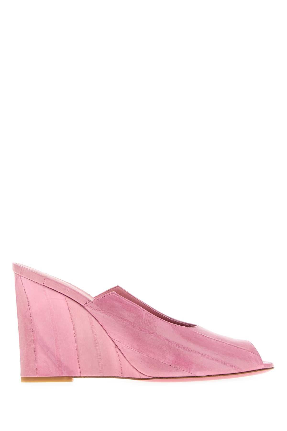 Pink Leather Arco Wedges