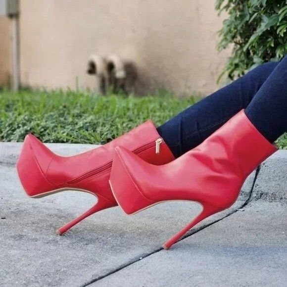 Other Kinder Pointy Toe Platform Stiletto Heel Ankle Boots Bright Size US 7.5 / IT 37.5 - 8 Thumbnail