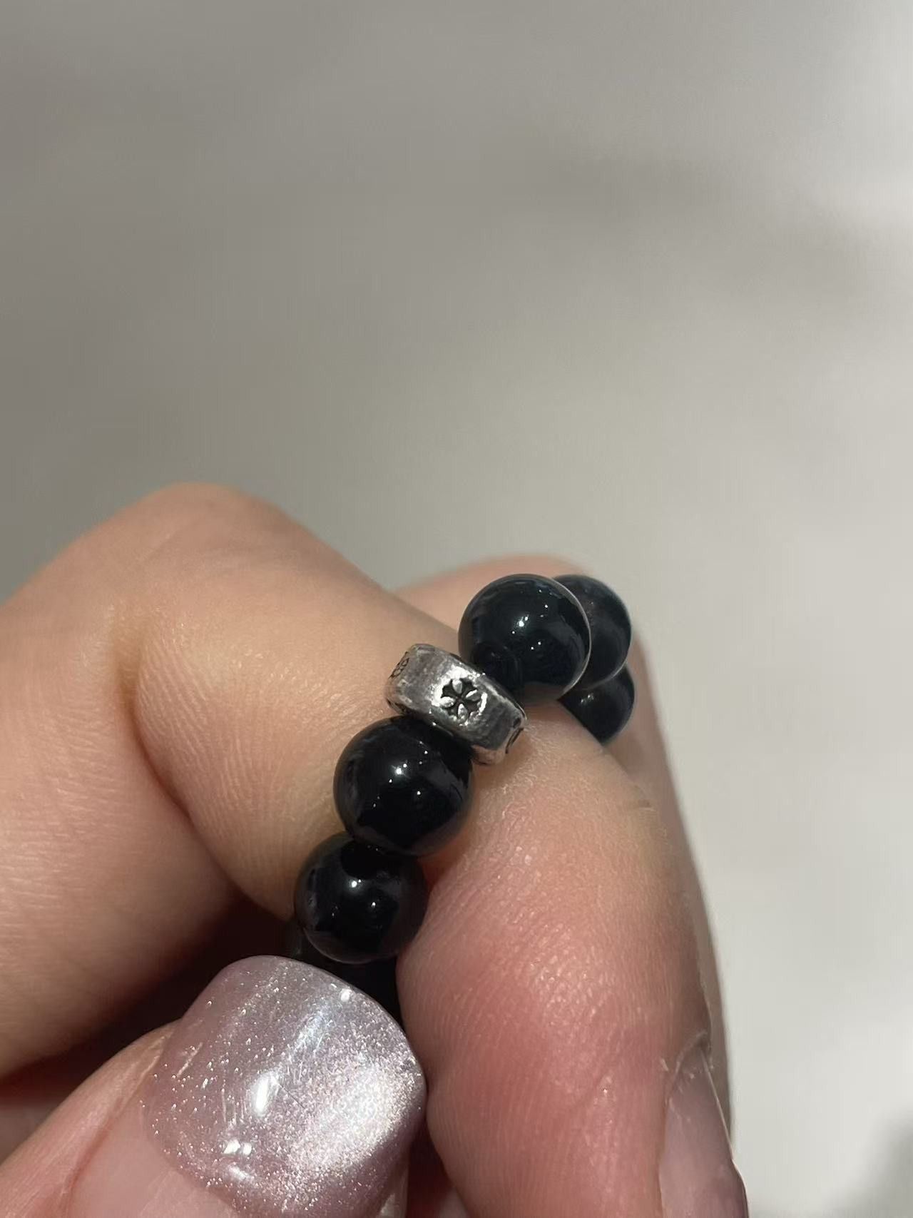 Chrome Hearts Chrome Hearts 6mm Obsidian Silver Tongue Beaded Bracelet Size ONE SIZE - 9 Thumbnail
