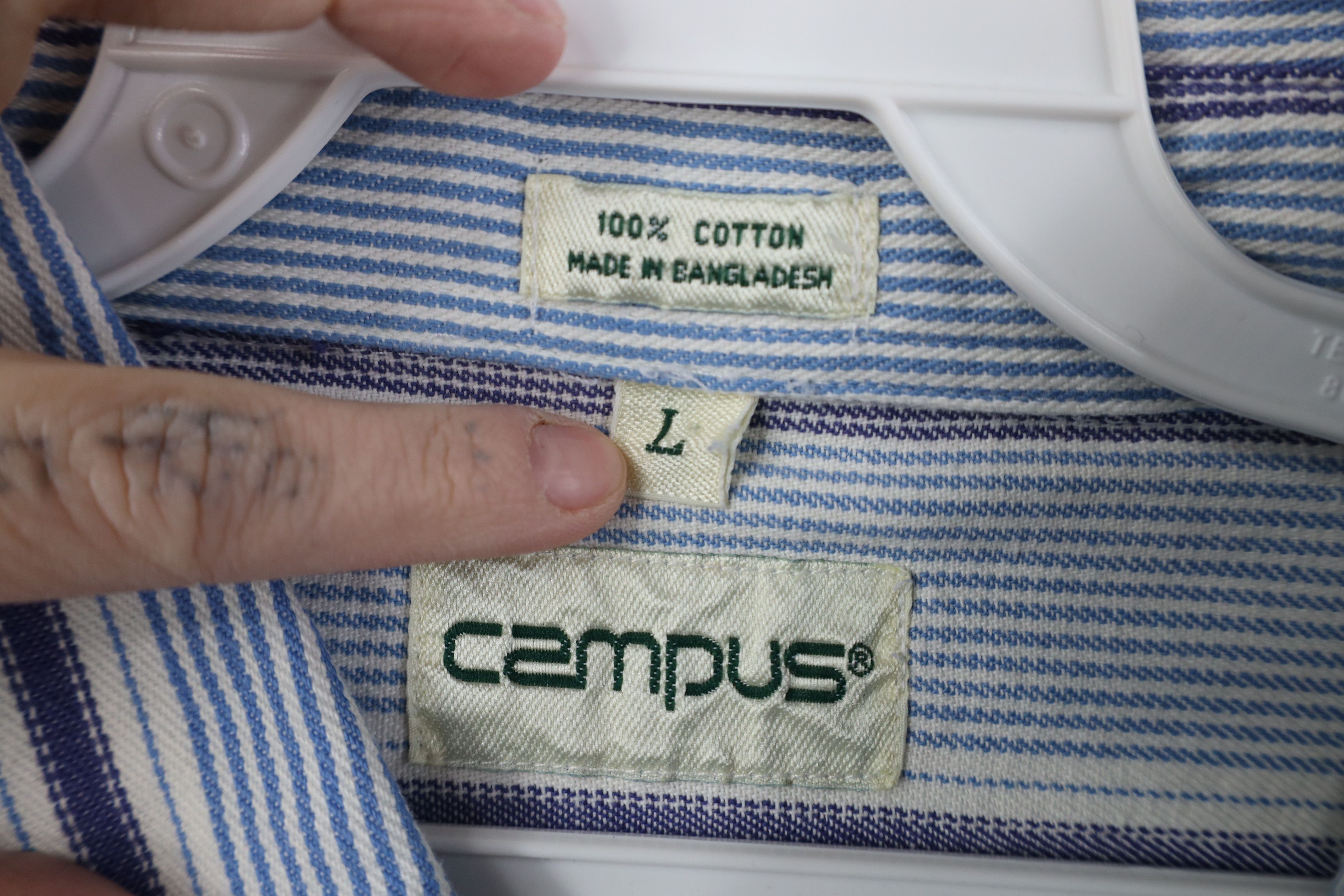 Vintage Vintage 90s Streetwear Heavy Striped Twill Button Down Shirt Size US L / EU 52-54 / 3 - 8 Thumbnail