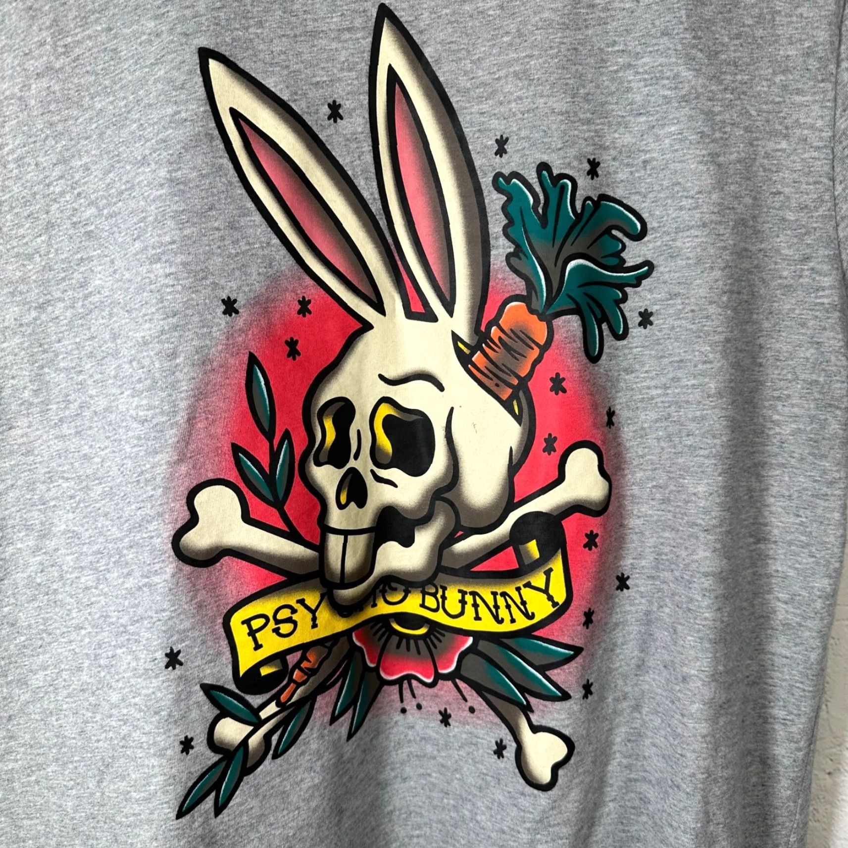 Psycho Bunny Psycho Bunny Mens T-Shirt Heather Grey 100% Cotton Graphic Print Skull Bunny Crew Neck Short Sleeve Size S Size US S / EU 44-46 / 1 - 2 Thumbnail