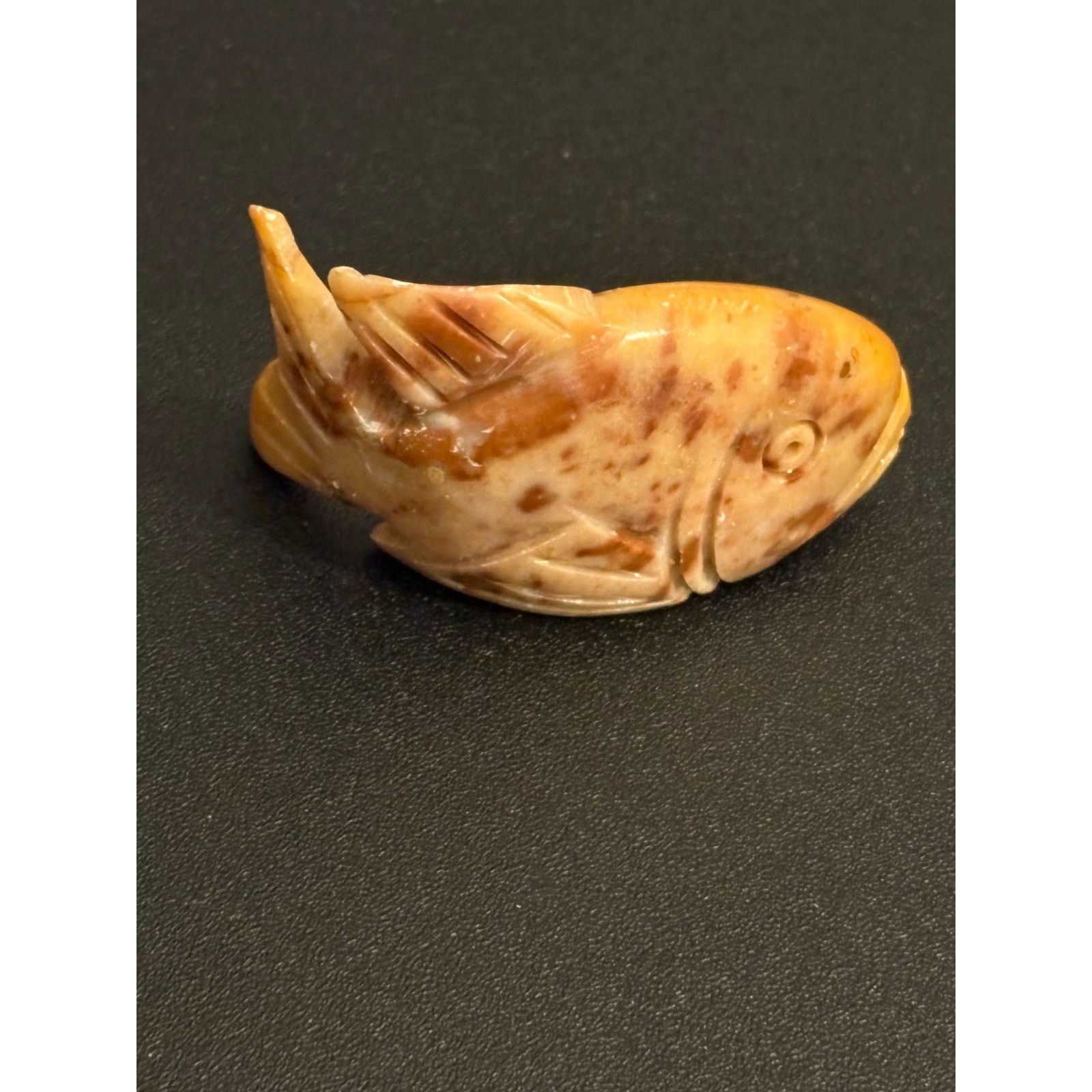 Other Carved Stone Fish Pendant Brown Tan Figurine Charm 11g Size ONE SIZE - 2 Thumbnail