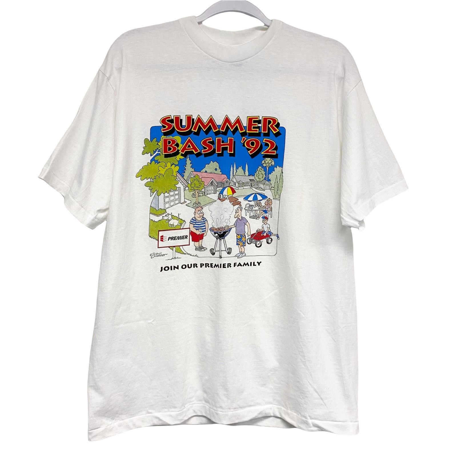 Vintage Vintage Hanes Summer Bash '92 Single Stitch Graphic T Shirt Size US L / EU 52-54 / 3 - 1 Thumbnail