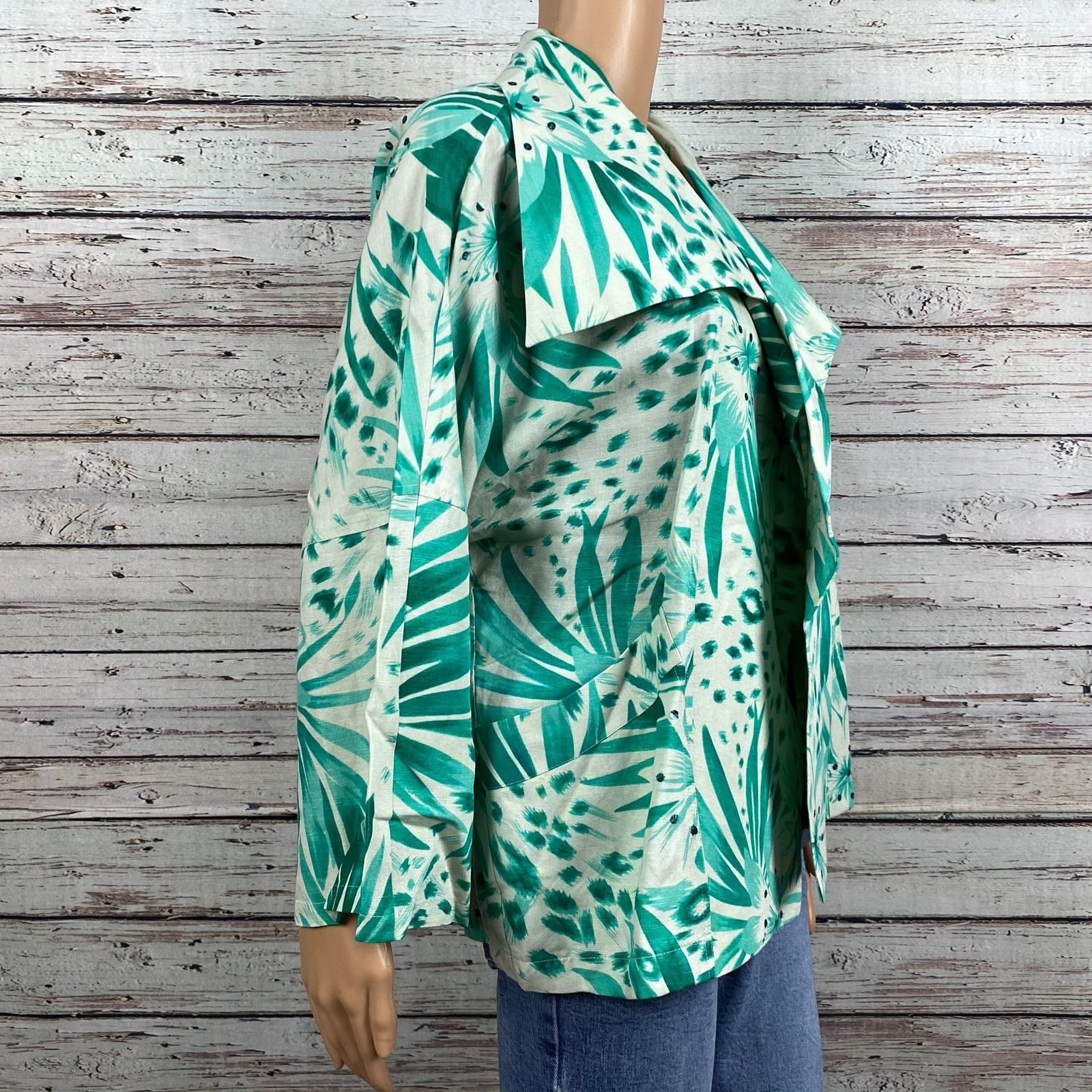 Other Della Reese Green Botanical Open Front Jacket Blazer Small Size S / US 4 / IT 40 - 6 Thumbnail