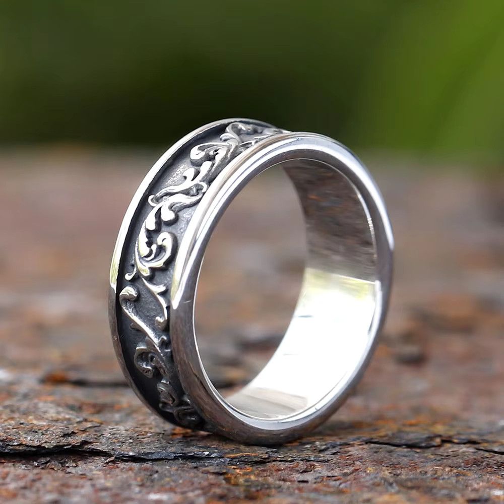 Handmade Vintage Carved Spindrift La Ring Size ONE SIZE - 4 Thumbnail