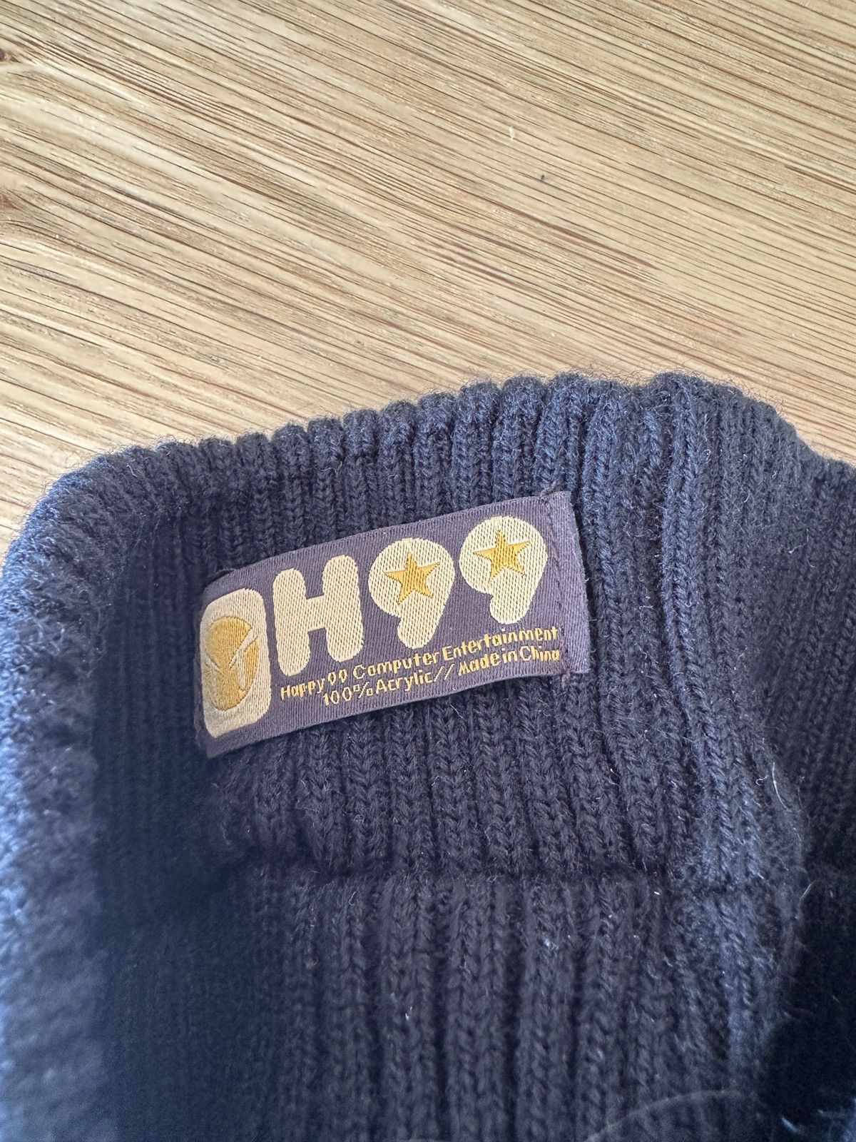 Happy 99 black and green knitted visor brim cap