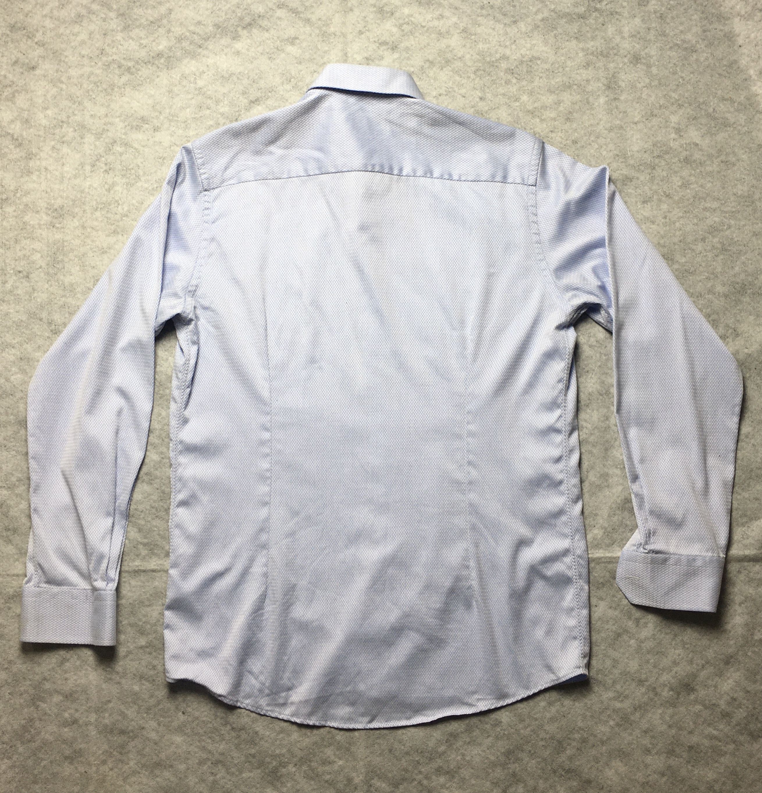 Eton ETON Long Sleeve Mens Herringbone Blue Dress Shirt 41/16 Size 42S - 2 Thumbnail