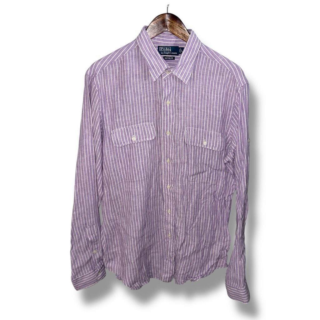 Polo Ralph Lauren Purple Polo Ralph Lauren 100% Linen Custom Fit Button Down S Size US L / EU 52-54 / 3 - 1 Thumbnail
