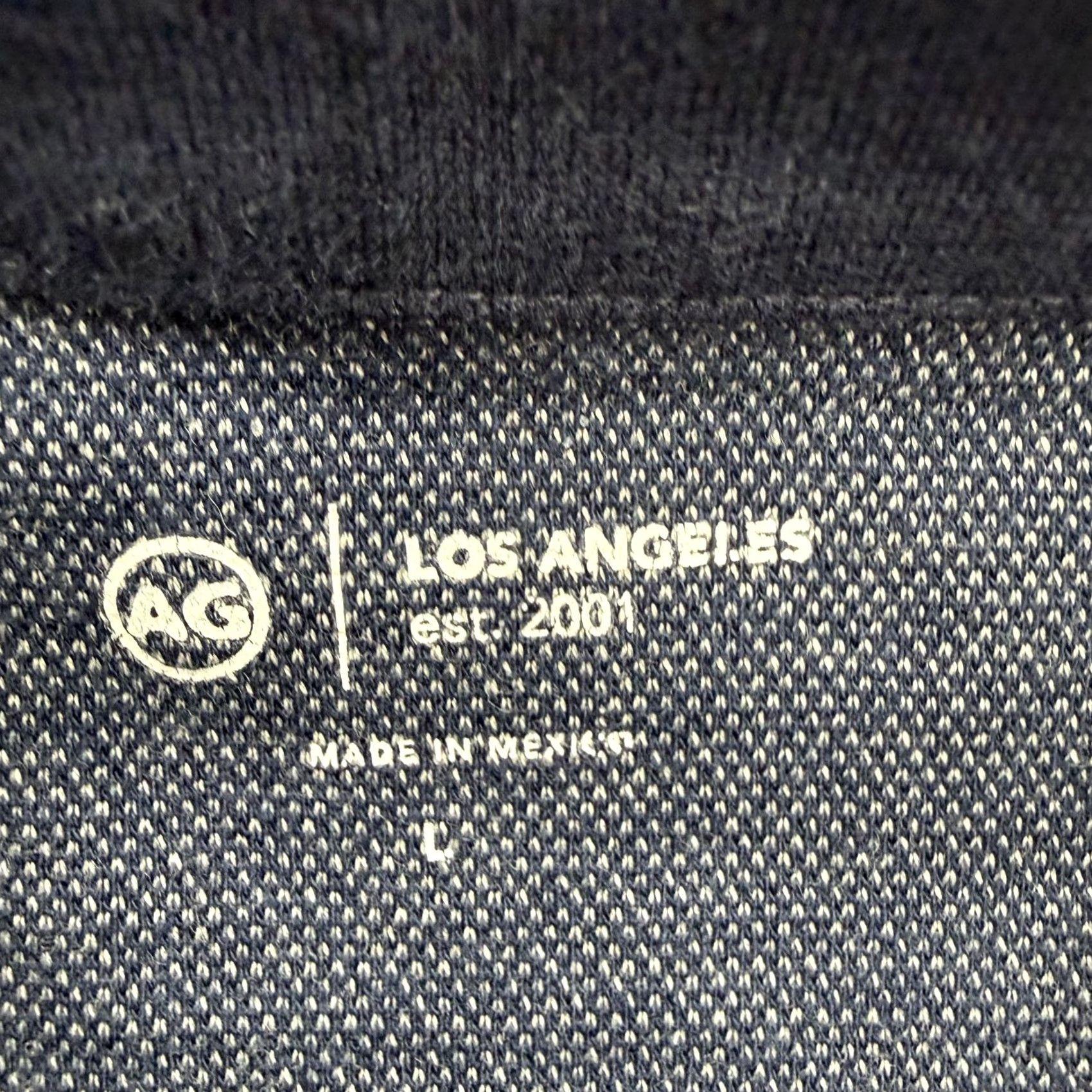 Vintage AG Polo Shirt Mens Large Blue Herringbone Knit 100% Cotton Short Sleeve Casual Size US L / EU 52-54 / 3 - 3 Thumbnail