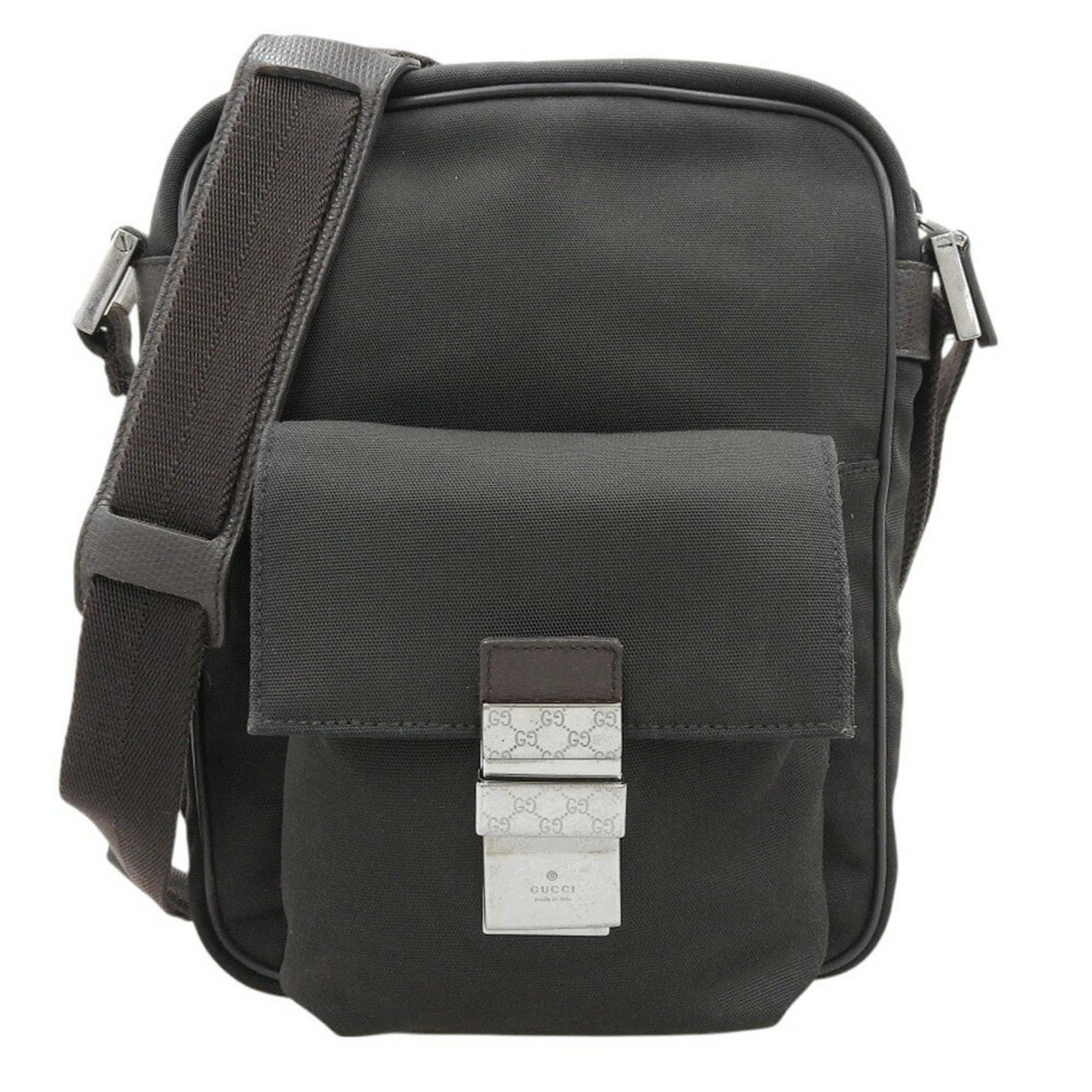 GUCCI Shoulder Bag 145866 492174 Nylon Dark Brown