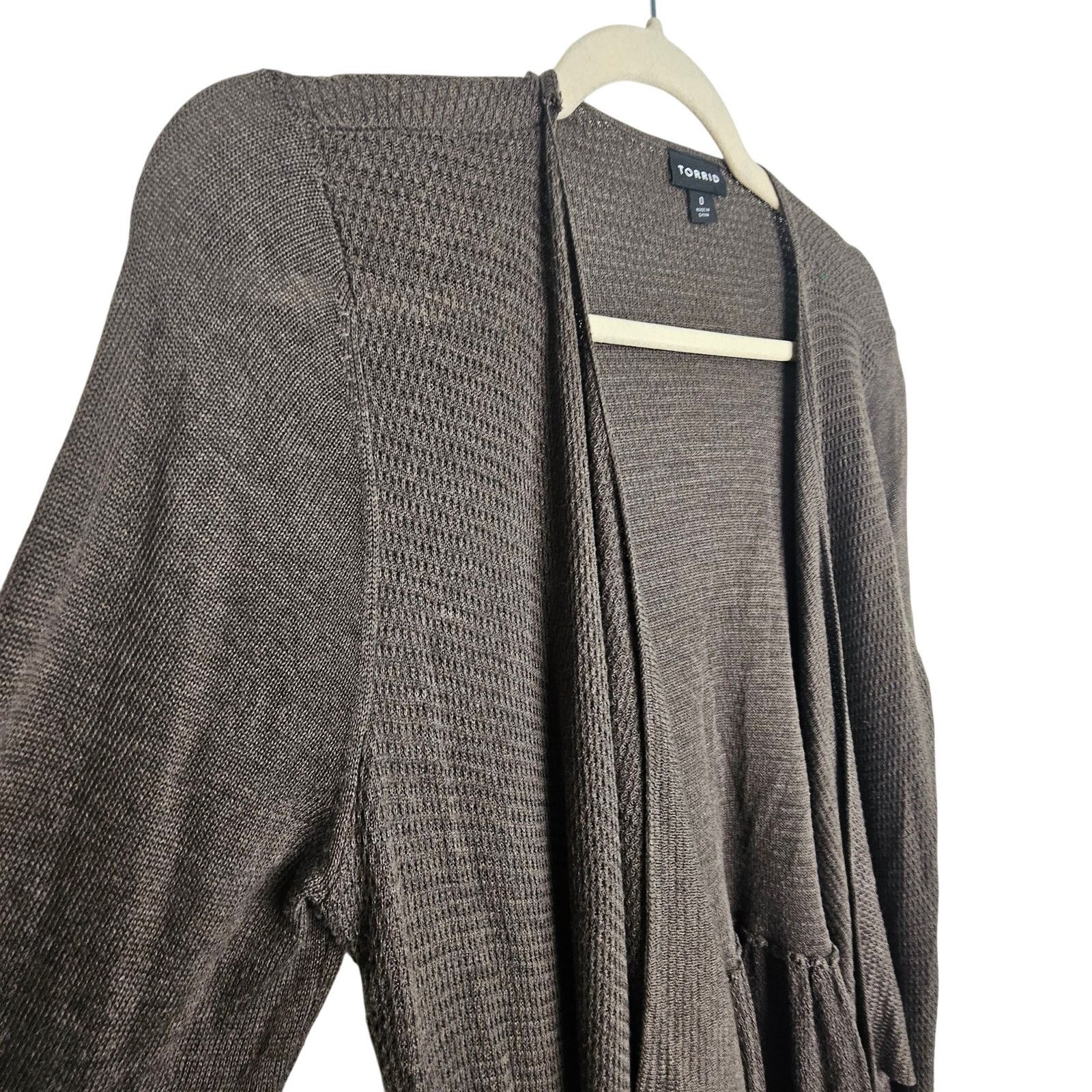 Corridor Torrid Sweater Cardigan Brown Open Front Waterfall 0X Size XL / US 12-14 / IT 48-50 - 5 Thumbnail