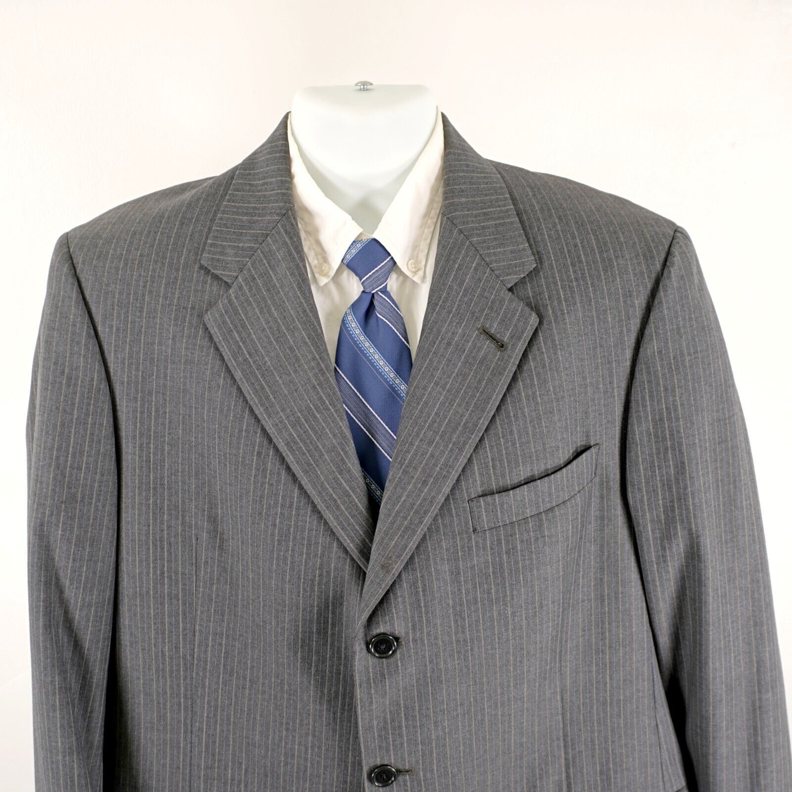 Loro Piana Loro Piana Cremieux Wool Gray Blue Striped 3 Button Suit Jac Size 44L - 1 Thumbnail