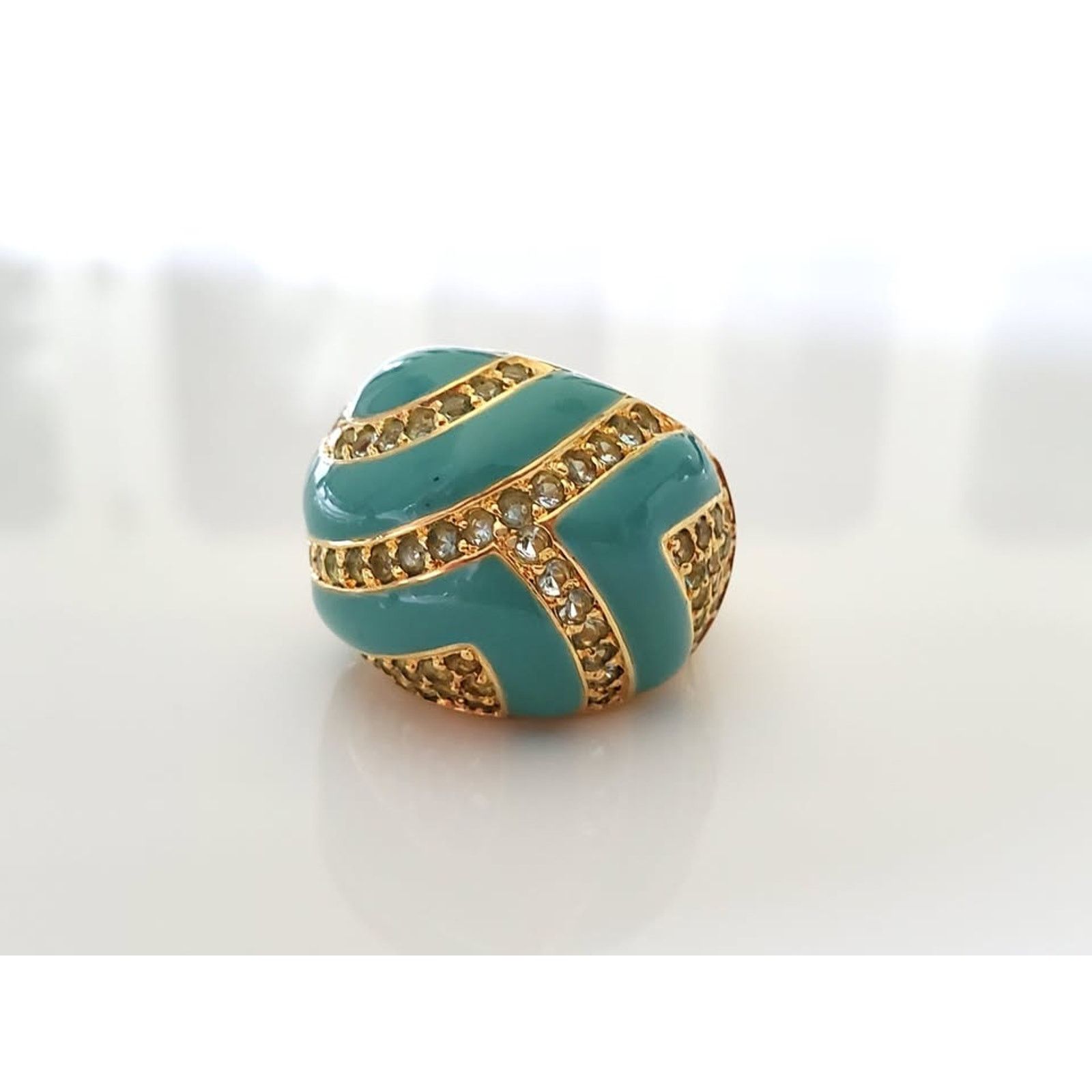 Other Faux Turquoise and Zircon Sterling Silver Ring Size ONE SIZE - 2 Thumbnail