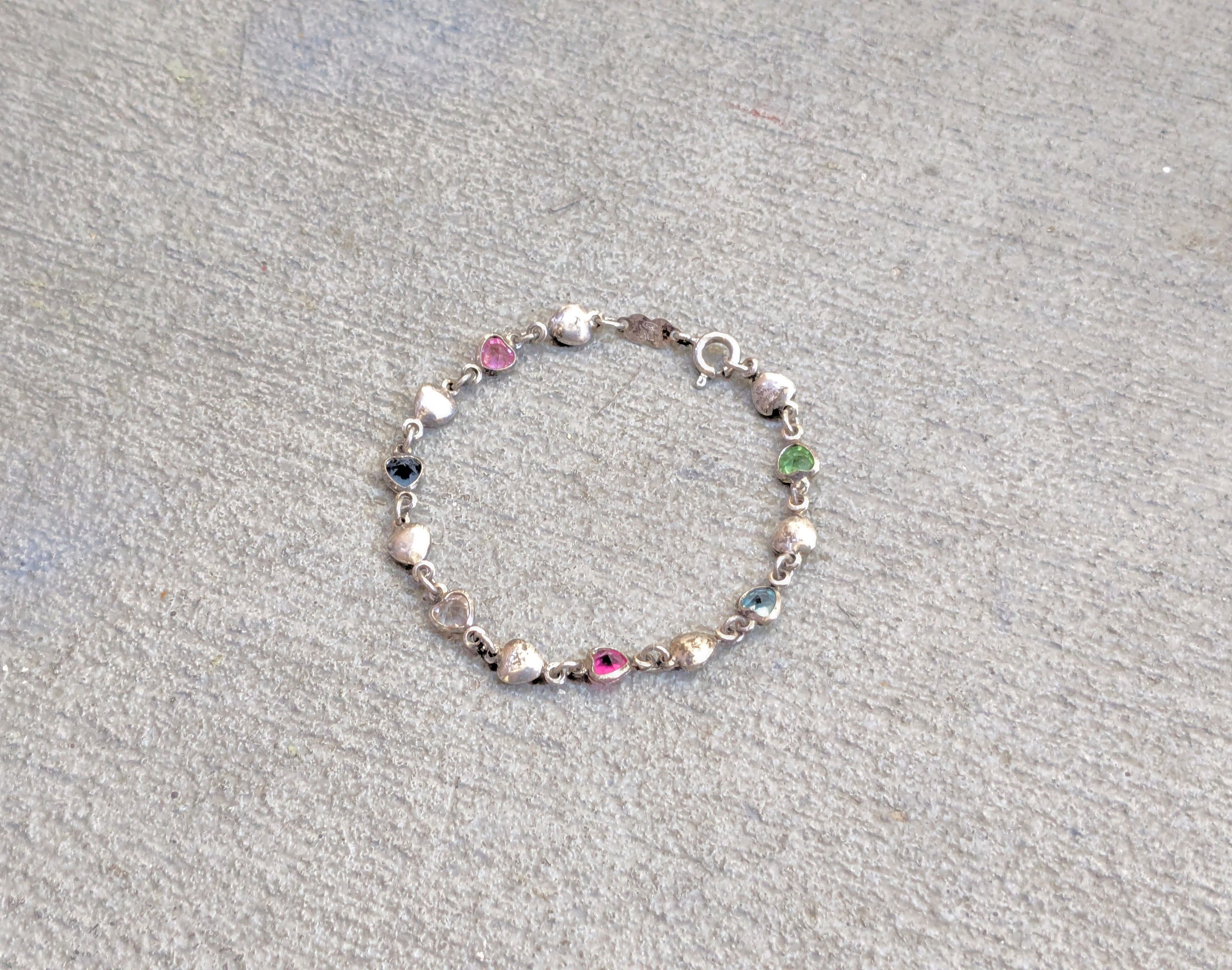 Jewelry Vintage Sterling Silver Bracelet Heart Rainbow Y2K Cute Size ONE SIZE - 1 Thumbnail