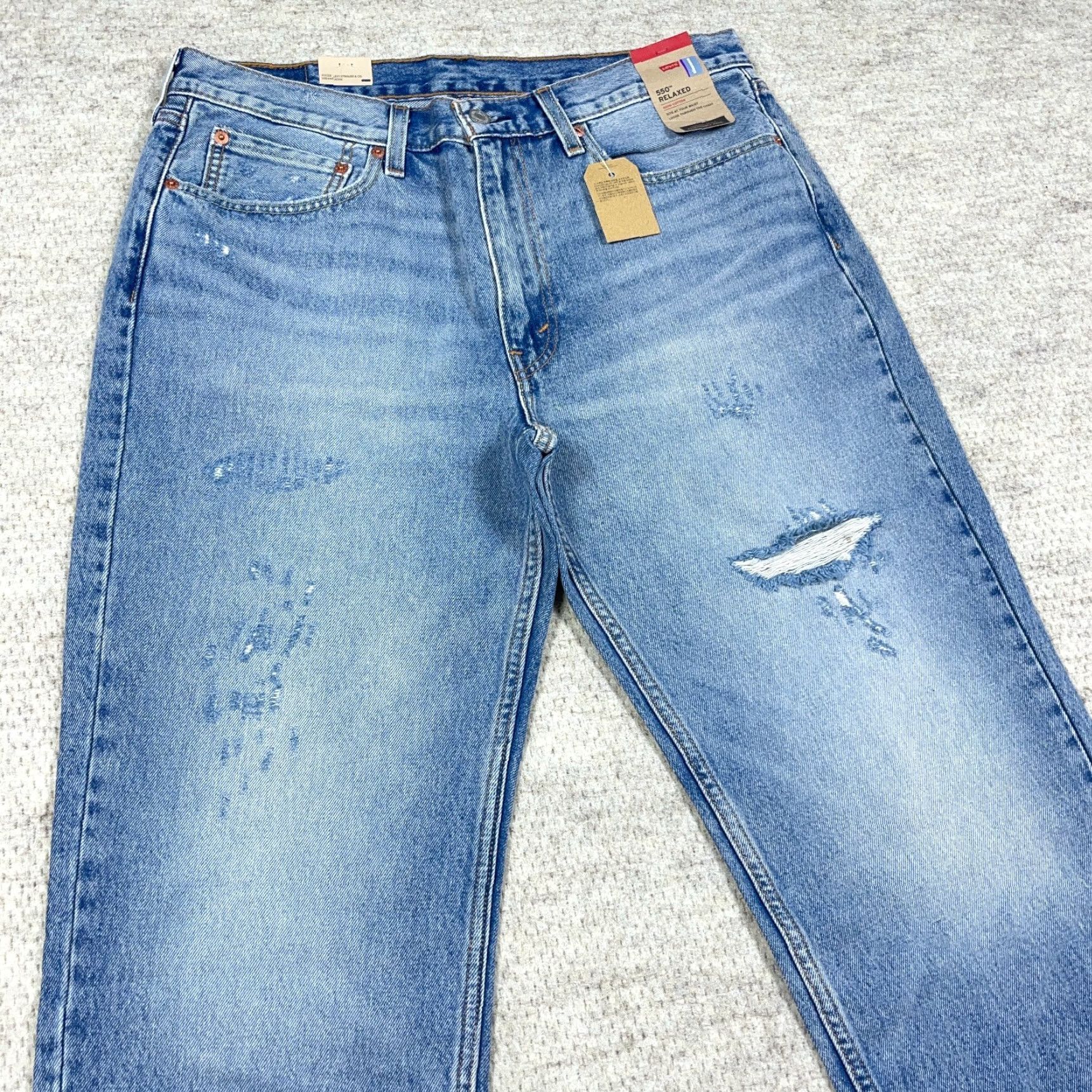 Levi's Levis 550 Jeans Men 36x29 Relaxed Fit Baggy Distressed Faded Med Wash 100% Cotto Size US 36 / EU 52 - 3 Thumbnail