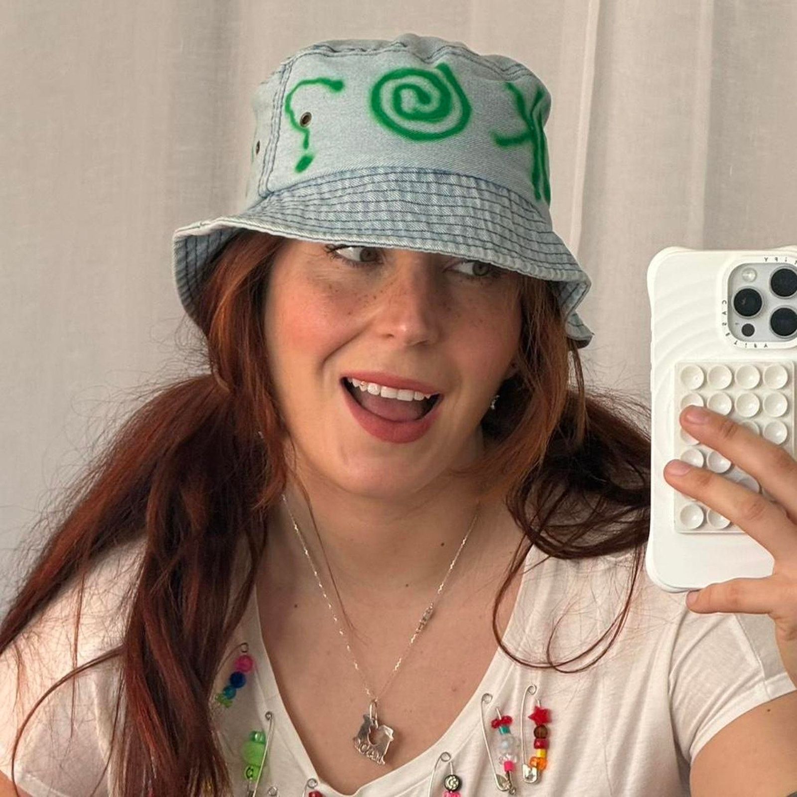 Other Y2k airbrushed denim bucket hat Size ONE SIZE - 3 Thumbnail