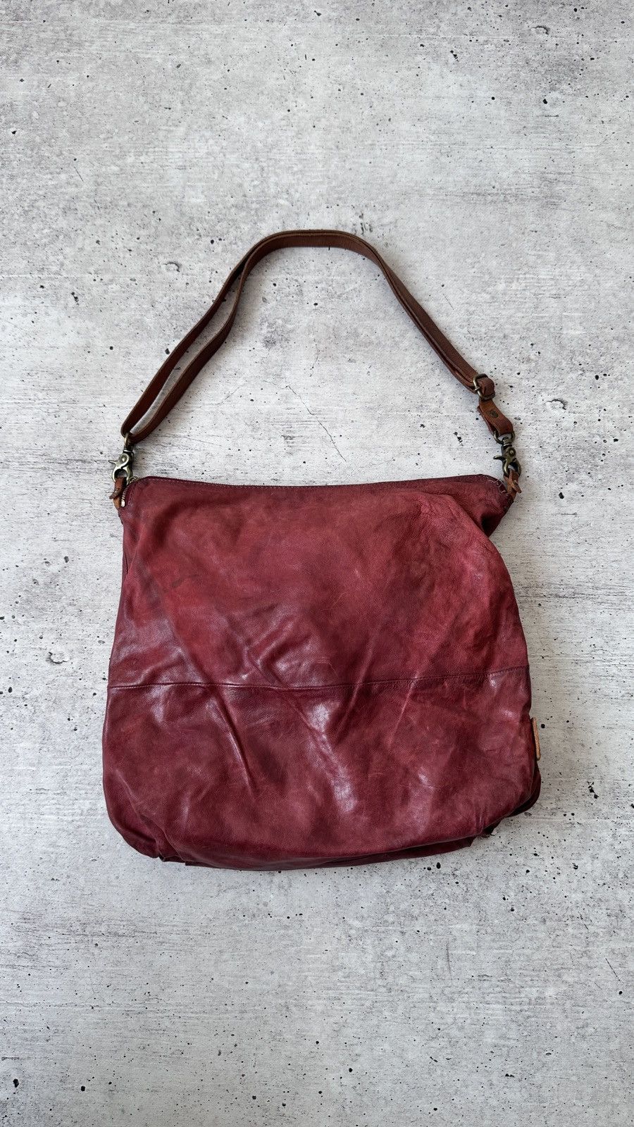 A.S.98 AS98 Leather Hobo Bag Foldover Large Slouchy Tote Oxblood Size ONE SIZE - 7 Thumbnail