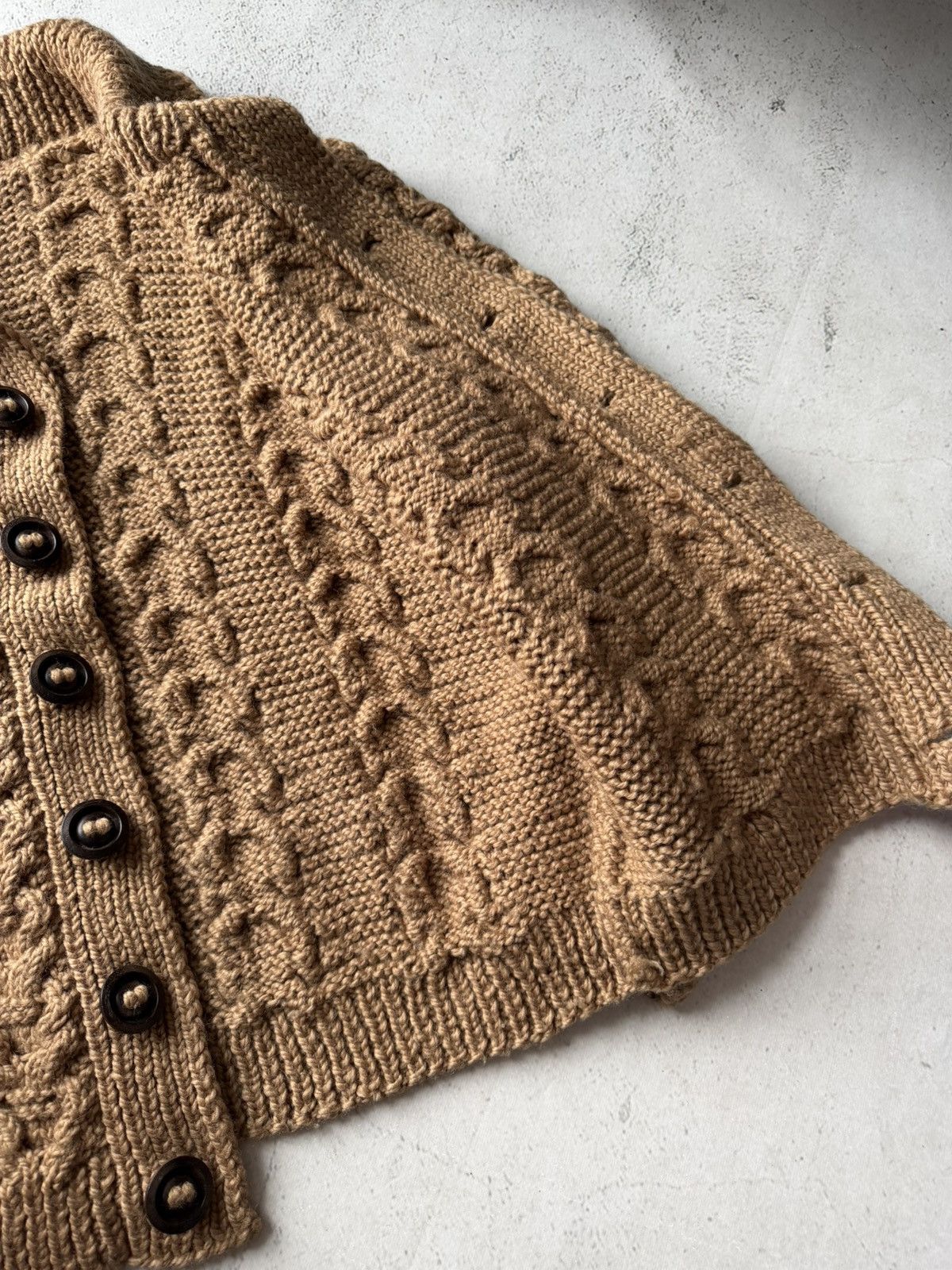 Handmade Hand Made Vintage Brown Button Heavy Sweater Cardigan Size US L / EU 52-54 / 3 - 12 Thumbnail