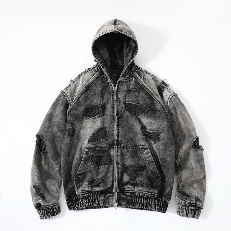 Juun.J Juun.J Destroyed Denim Hooded Jacket Size US M / EU 48-50 / 2 - 1 Thumbnail
