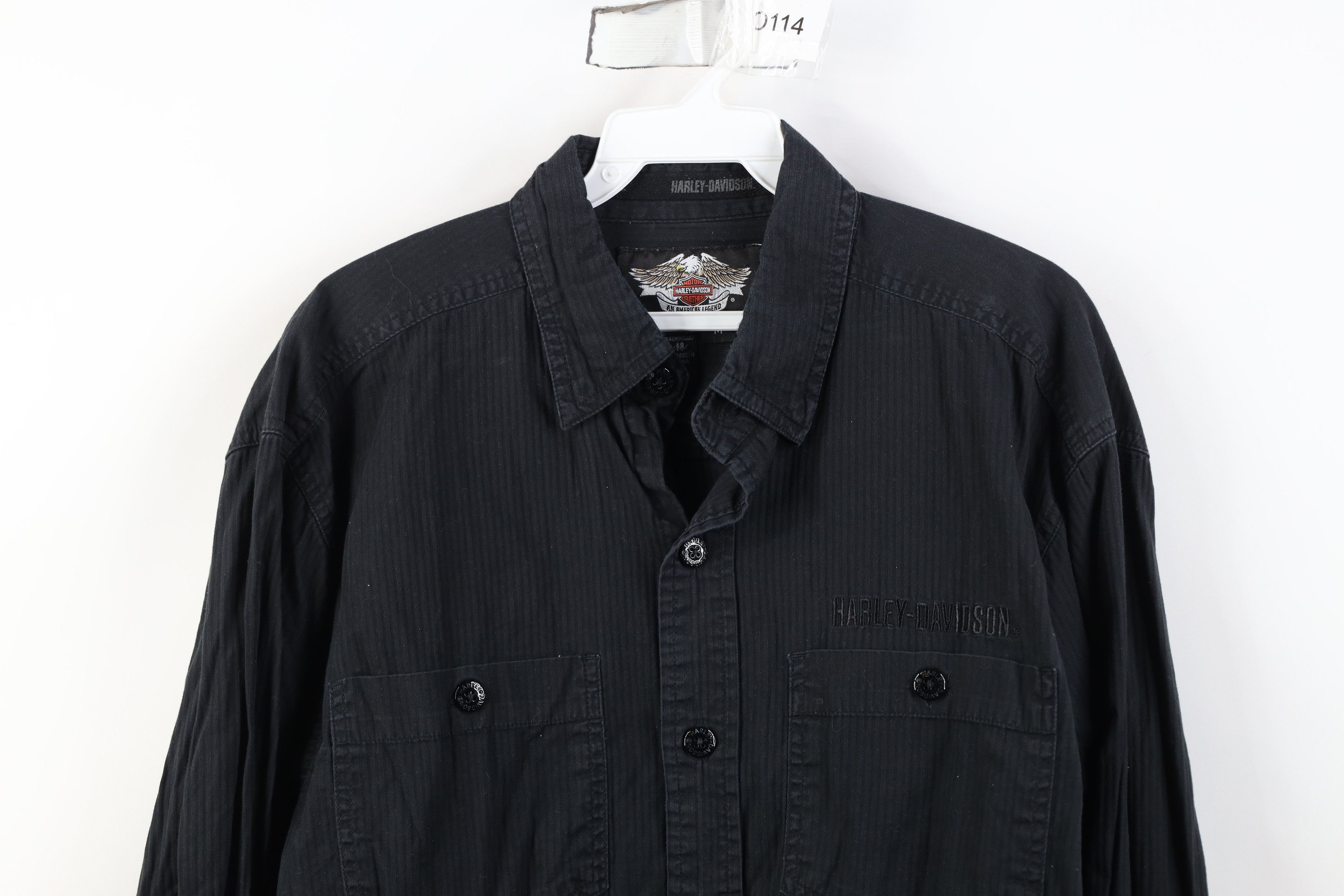Harley Davidson Vintage Harley Davidson Spell Out Striped Button Shirt Black Size US M / EU 48-50 / 2 - 2 Thumbnail