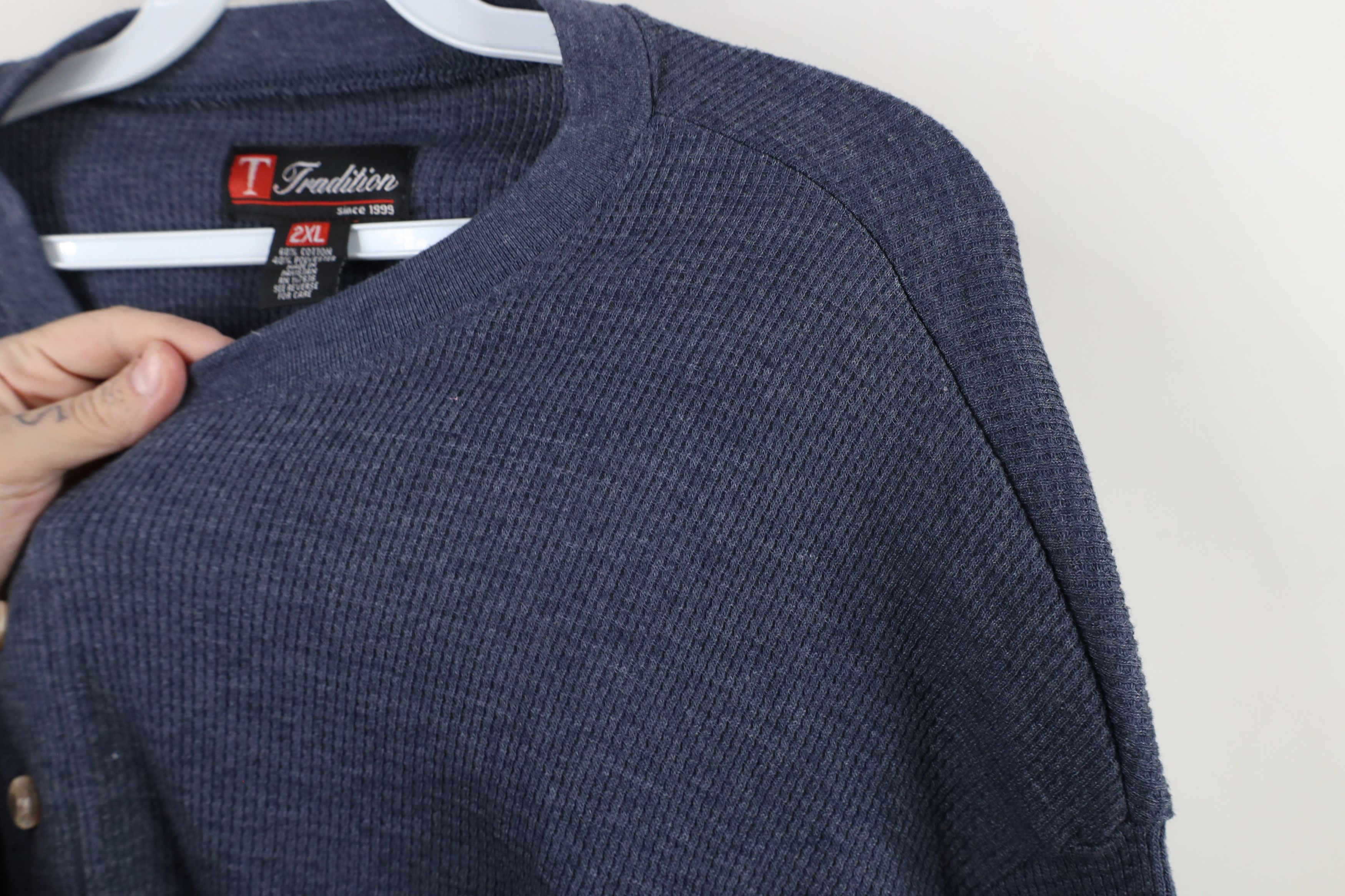 Vintage Vintage 90s Streetwear Knit Long Sleeve Henley T-Shirt Size US XXL / EU 58 / 5 - 9 Thumbnail