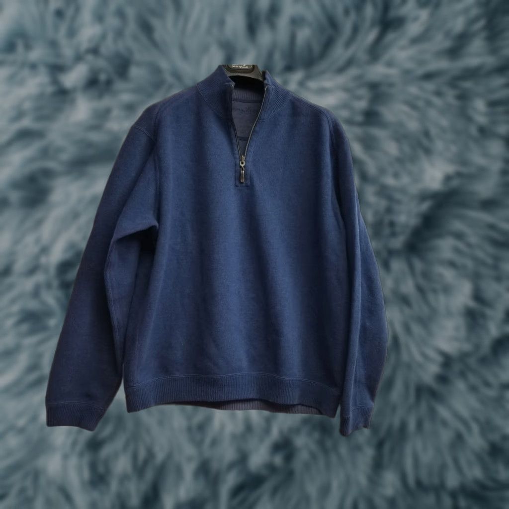 Tommy Bahama Tommy Bahama Sweater Mens Regular Size M Blue Long Sleeve Mock Neck 1/4 Zip Logo Pullover Knit Classic 90s Size US M / EU 48-50 / 2 - 1 Thumbnail