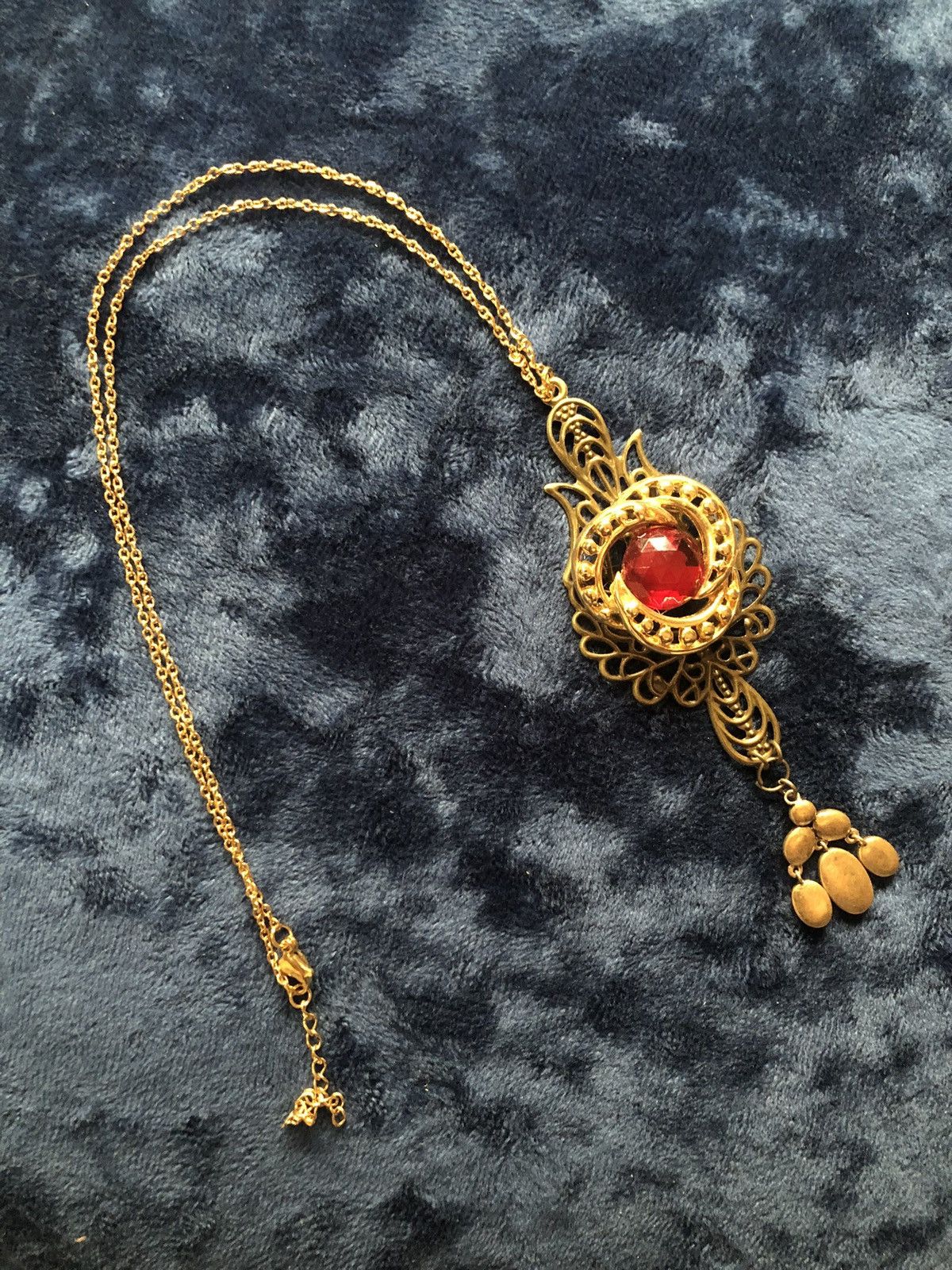 Handmade Handcrafted brass filigree gold dangle pendant necklace Size ONE SIZE - 5 Thumbnail