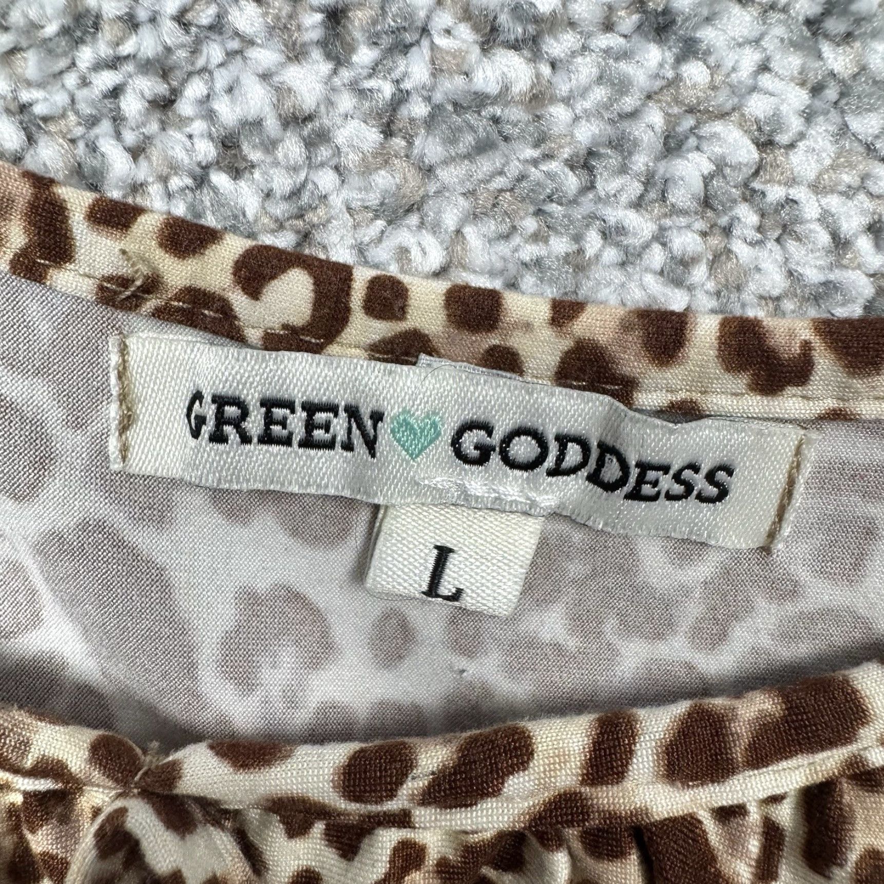 Vintage Green Goddess Dress Sz L Bohemian Leopard Print Maxi Sleeveless Scoop Neck Pullover Casual Party/Cocktail Travel Wedding Womens Size L / US 10 / IT 46 - 5 Thumbnail