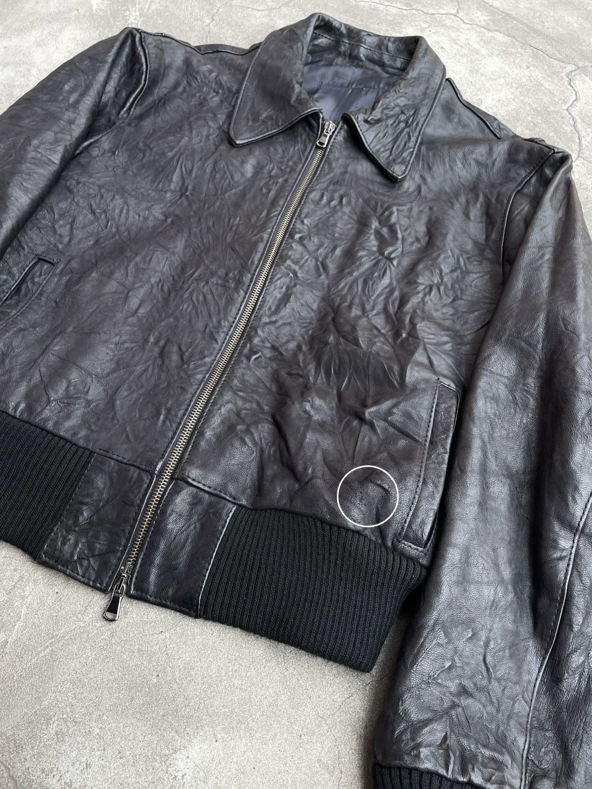 Genuine Leather Grasped Leather: Factured Zip-Jacket Size M / US 6-8 / IT 42-44 - 9 Thumbnail