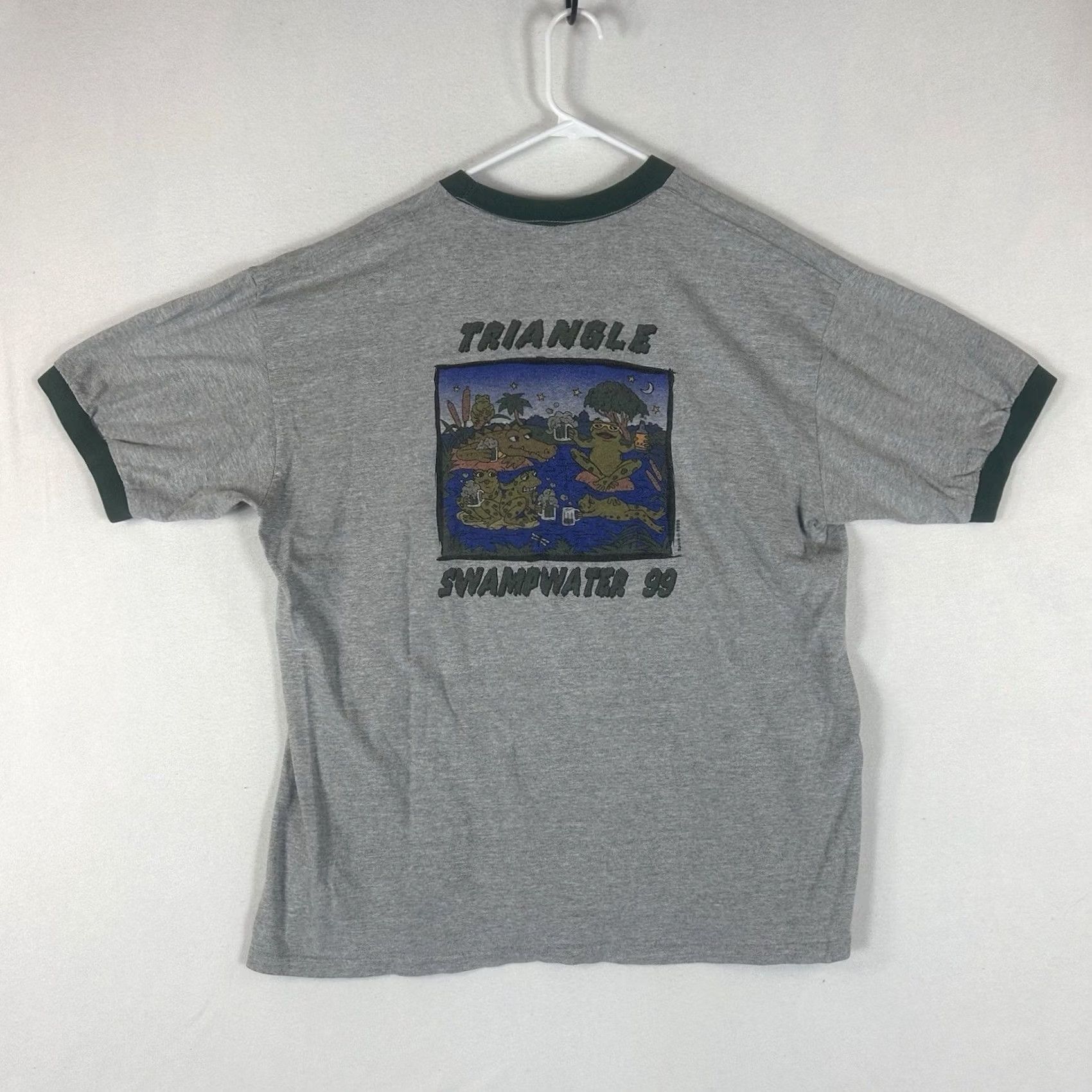 Anvil VINTAGE Triangle Swampwater 1999 Tshirt Mens 2XL Gray Anvil USA Short Sleeve VTG Size US XXL / EU 58 / 5 - 2 Thumbnail