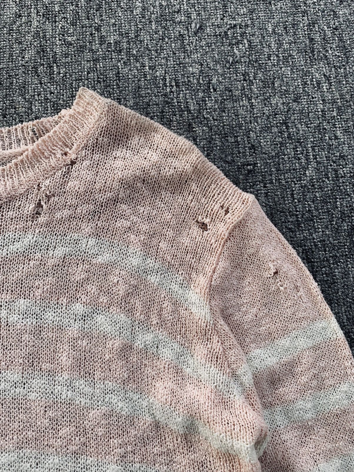 Japanese Brand Me Sense Punk Soft Pink Stripe Distressed Long Sleeve Size US S / EU 44-46 / 1 - 3 Thumbnail