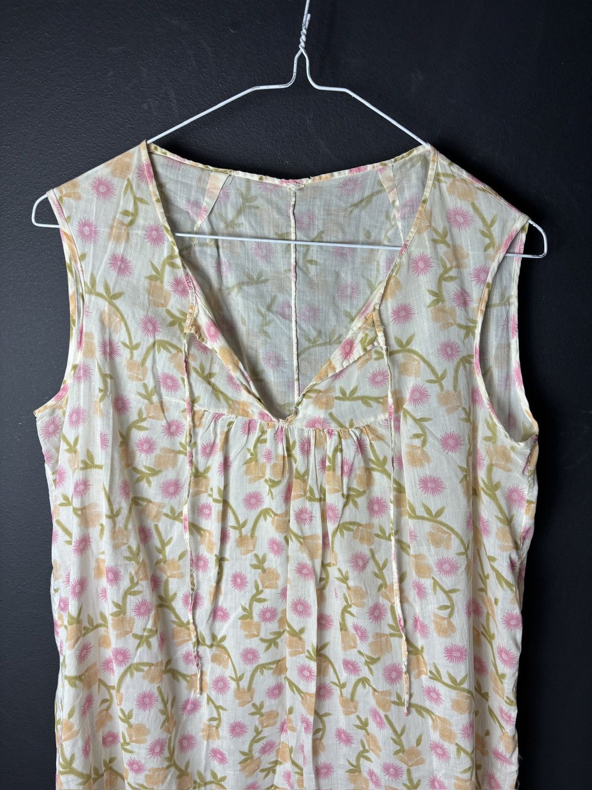 Vintage Vintage Sheer Dress Floral Pullover Frock Seethrough Slip Size M / US 6-8 / IT 42-44 - 3 Thumbnail