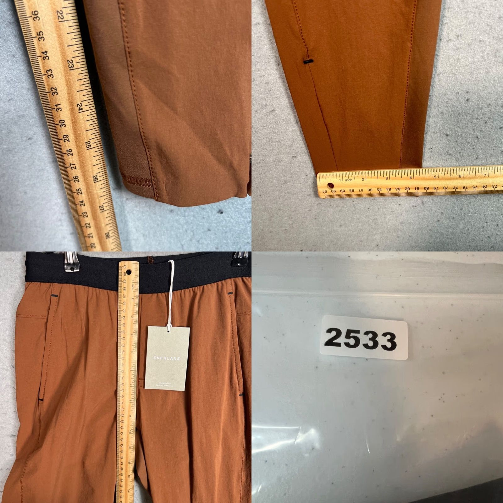 Everlane Everlane Womens Pant Jogger 26 x 27 Recycled Nylon Blend Brown E2 Regular Inseam 27 Tapered Front High Rise Sportswear Size 26" / US 2 / IT 38 - 8 Thumbnail