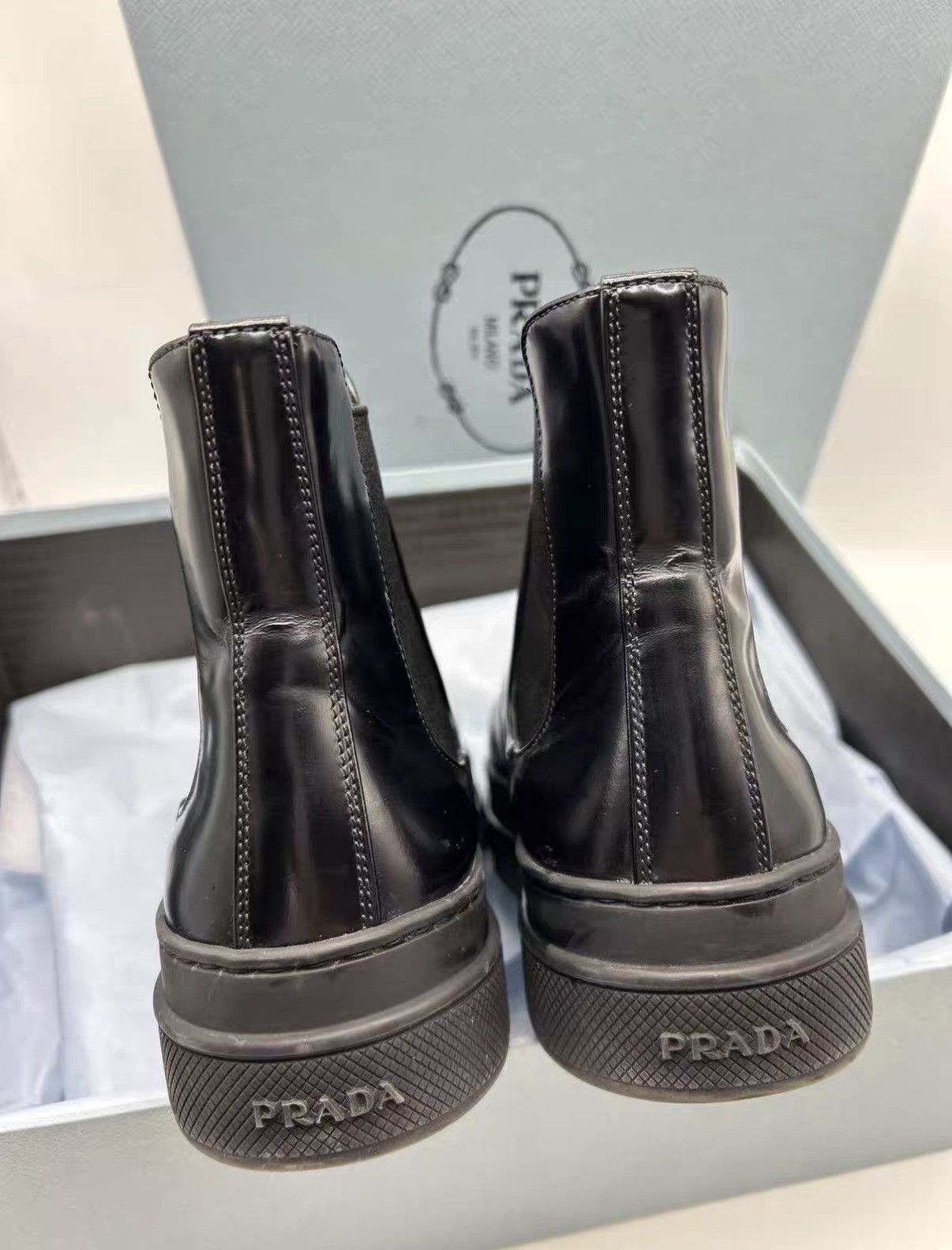 Prada Prada black air-cushion Chelsea leather shoes J38 Size US 6 / IT 36 - 5 Thumbnail
